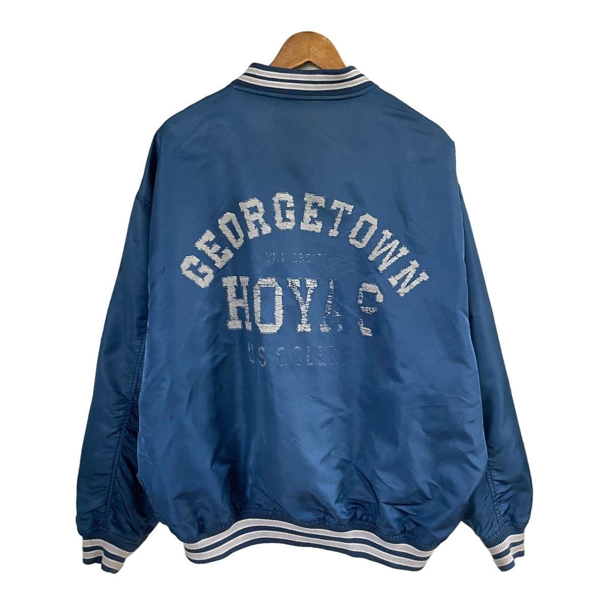 Vintage 💥 90s GEORGETOWN HOYAS VARSITY BOMBER BIG LOGO Size US XXL / EU 58 / 5 - 1 Thumbnail