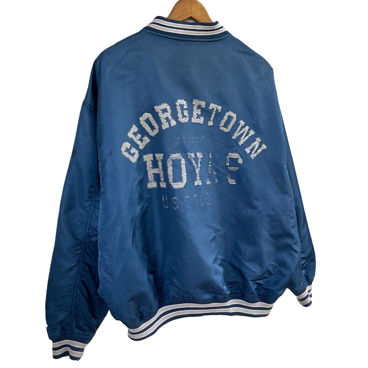 Vintage 💥 90s GEORGETOWN HOYAS VARSITY BOMBER BIG LOGO Size US XXL / EU 58 / 5 - 3 Thumbnail