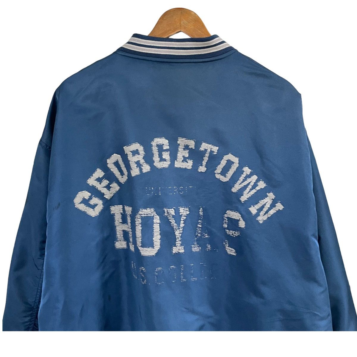 Vintage 💥 90s GEORGETOWN HOYAS VARSITY BOMBER BIG LOGO Size US XXL / EU 58 / 5 - 4 Thumbnail