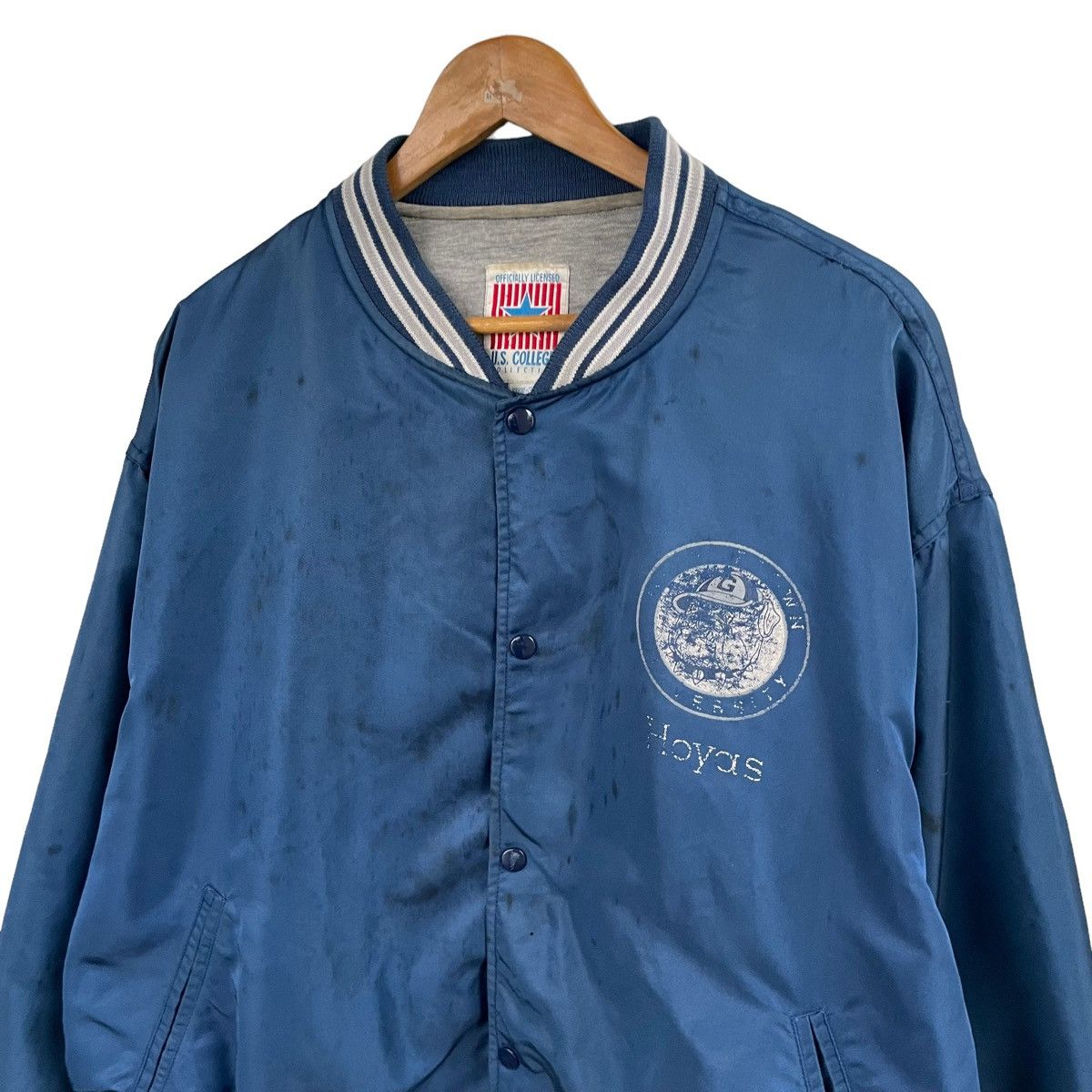 Vintage 💥 90s GEORGETOWN HOYAS VARSITY BOMBER BIG LOGO Size US XXL / EU 58 / 5 - 6 Thumbnail