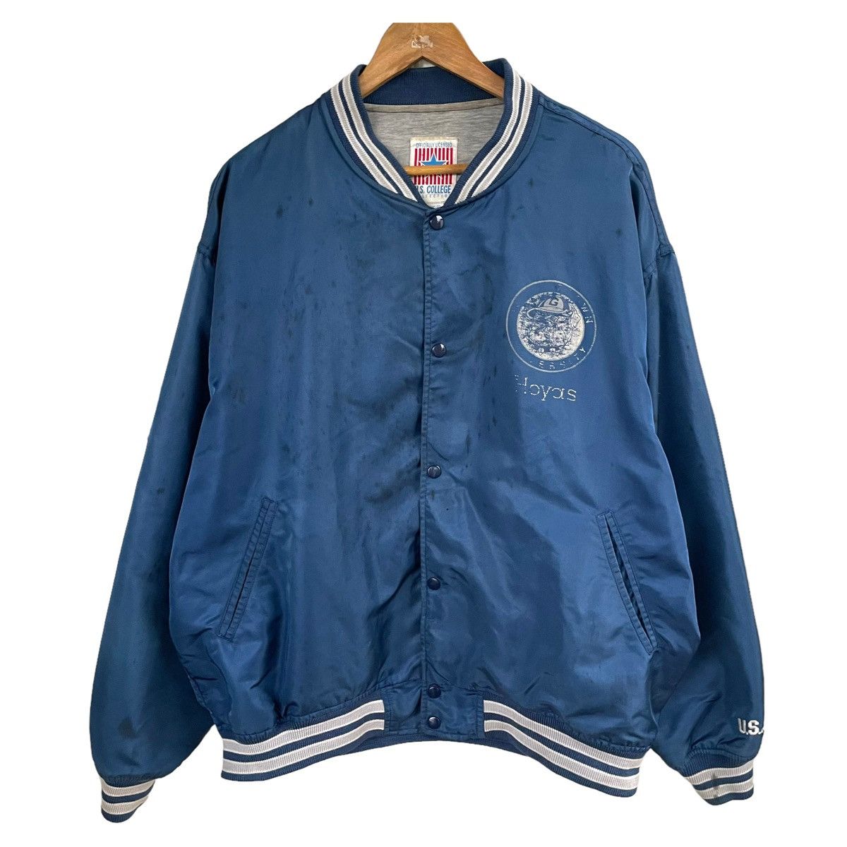 Vintage 💥 90s GEORGETOWN HOYAS VARSITY BOMBER BIG LOGO Size US XXL / EU 58 / 5 - 5 Thumbnail