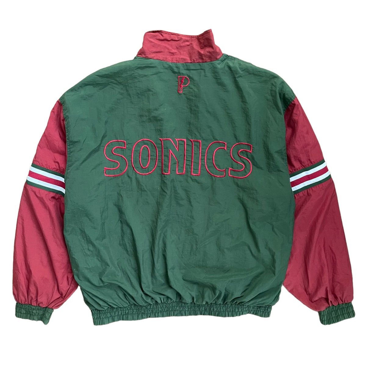 NBA × Pro Player × Vintage RARE💥 90s SEATTLE SONIC NBA BIG LOGO ZIPPER JACKET Size US XL / EU 56 / 4 - 8 Thumbnail