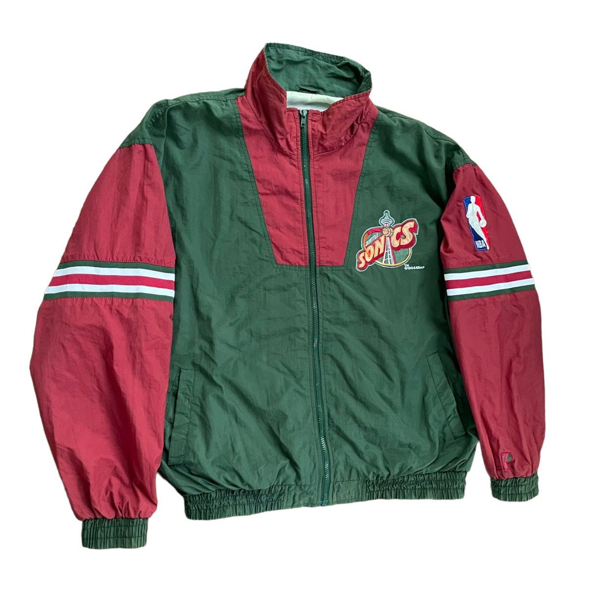 NBA × Pro Player × Vintage RARE💥 90s SEATTLE SONIC NBA BIG LOGO ZIPPER JACKET Size US XL / EU 56 / 4 - 3 Thumbnail