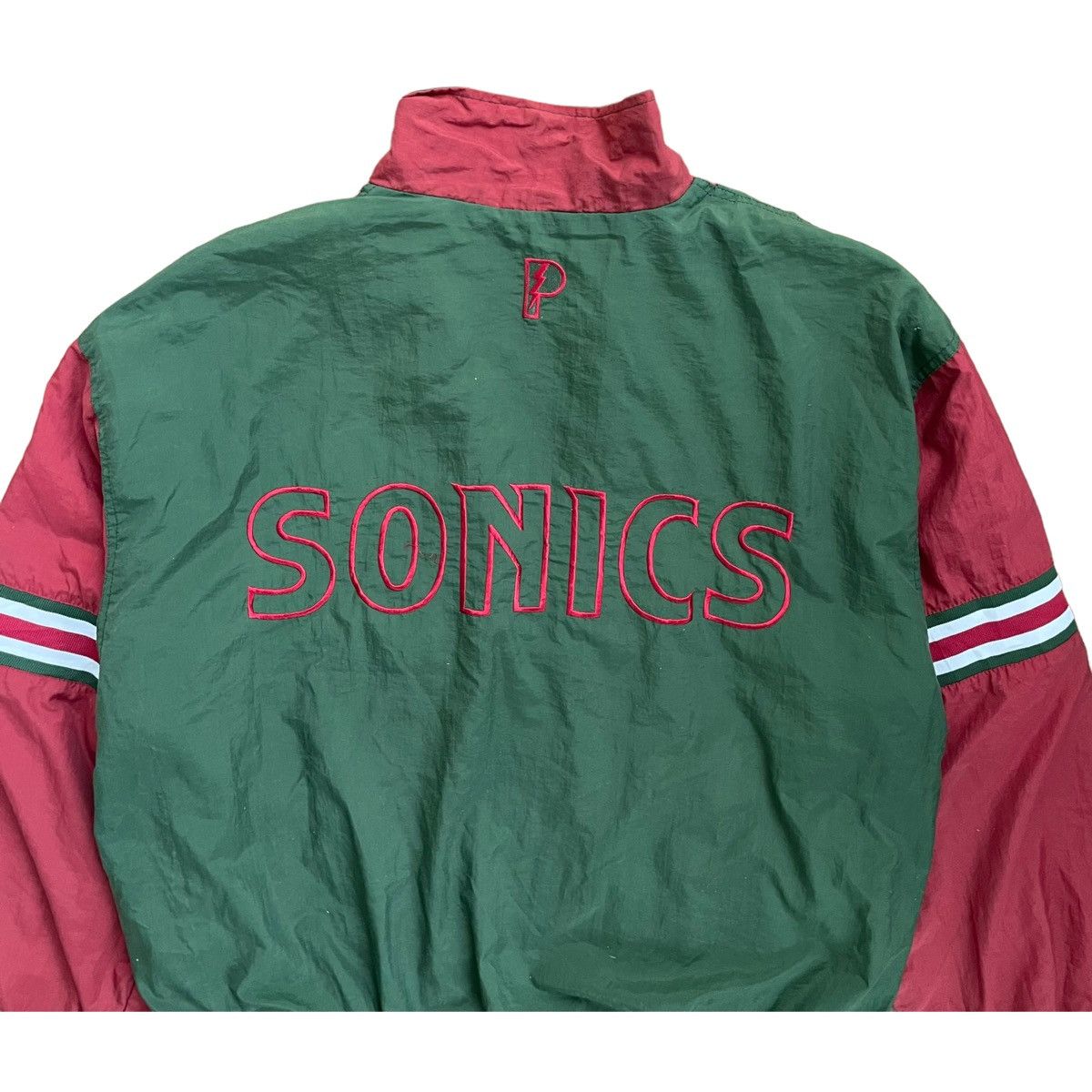 NBA × Pro Player × Vintage RARE💥 90s SEATTLE SONIC NBA BIG LOGO ZIPPER JACKET Size US XL / EU 56 / 4 - 9 Thumbnail