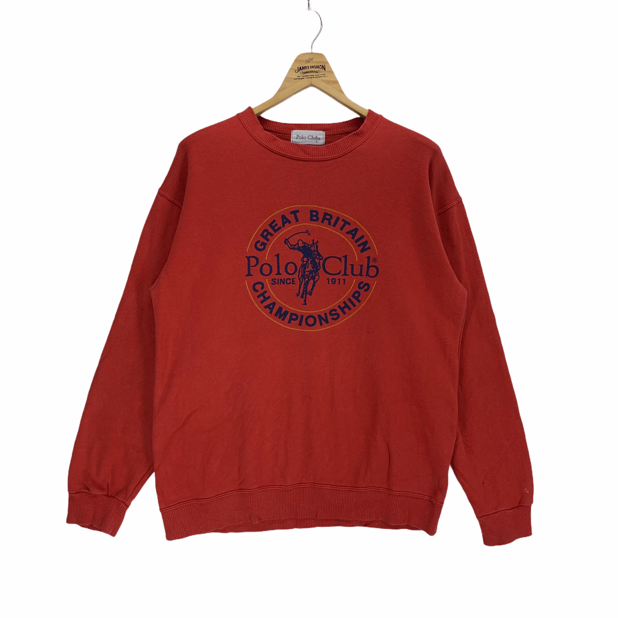image of Vintage Polo Club Big Logo Crew Neck Orange Sweatshirt 2932-44, Men's (Size Large)