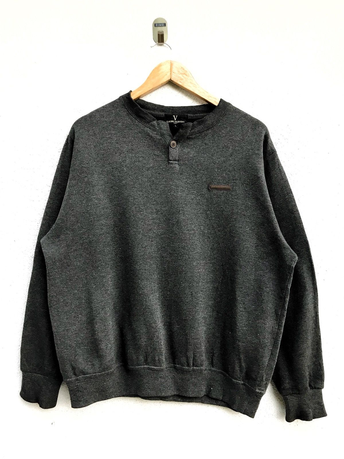 Vintage Claudio Valentino Crewneck Button Neck Sweatshirt