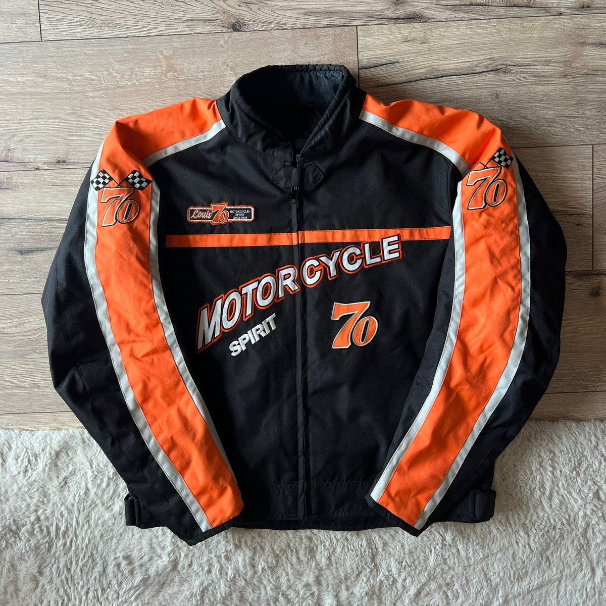 image of Black-Orange Vintage Racing Motorsport Jacket 90S, Men's (Size XL)