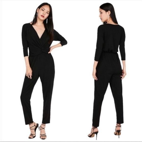 Express Express Black Twisted Front Jumpsuit Grailed