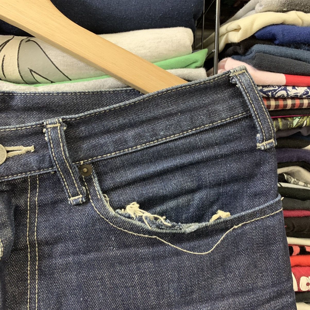 Japanese Brand × Takeo Kikuchi DISTRESS TAKEO KIKUCHI SELVEDGE JEANS Size US 31 - 6 Thumbnail