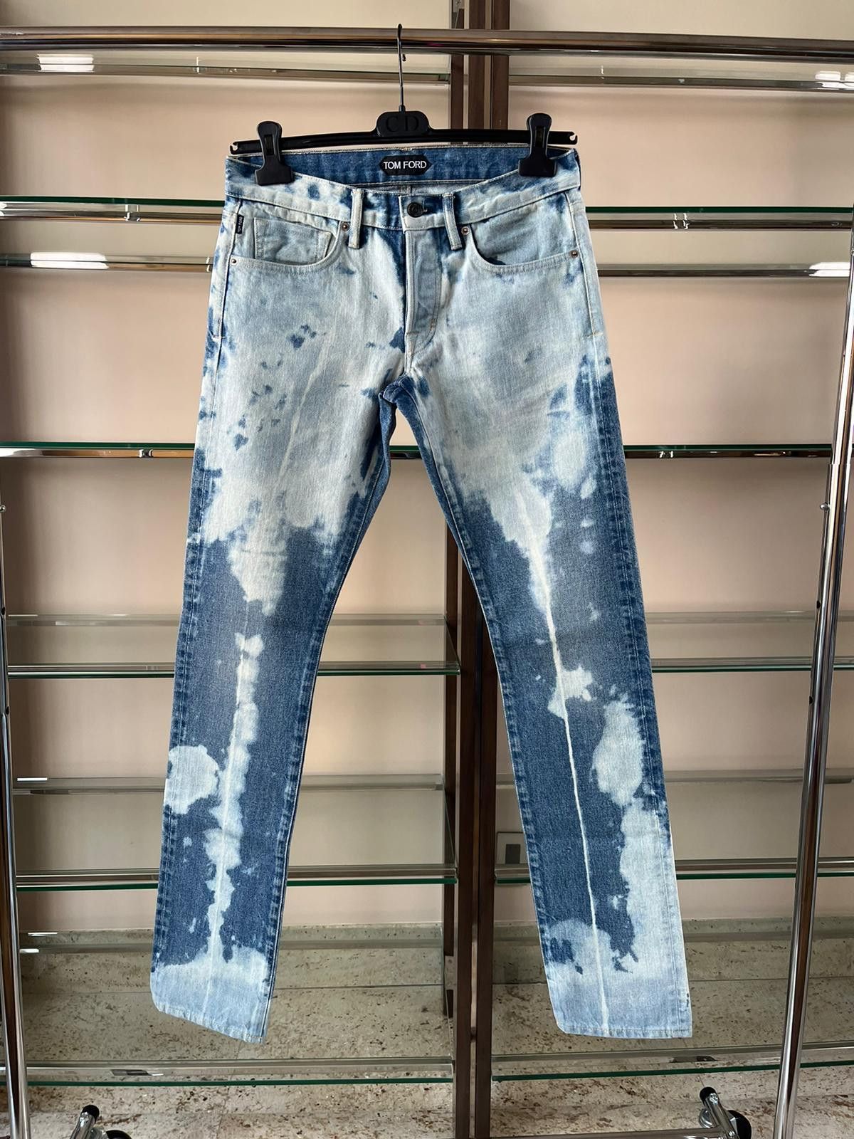 Tom Ford Bleach Spot Slim Fit Denim in Blue/White Size US 30 / EU 46 - 2 Thumbnail