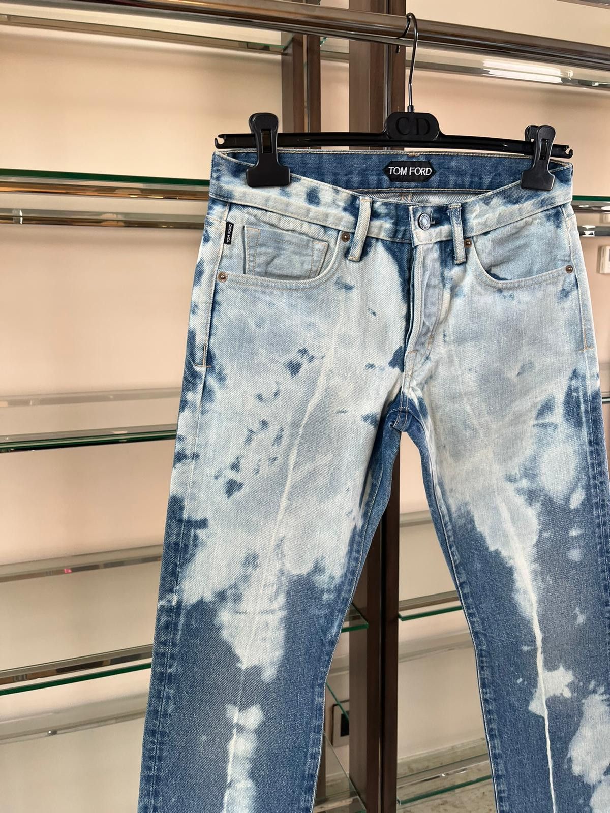 Tom Ford Bleach Spot Slim Fit Denim in Blue/White Size US 30 / EU 46 - 8 Thumbnail