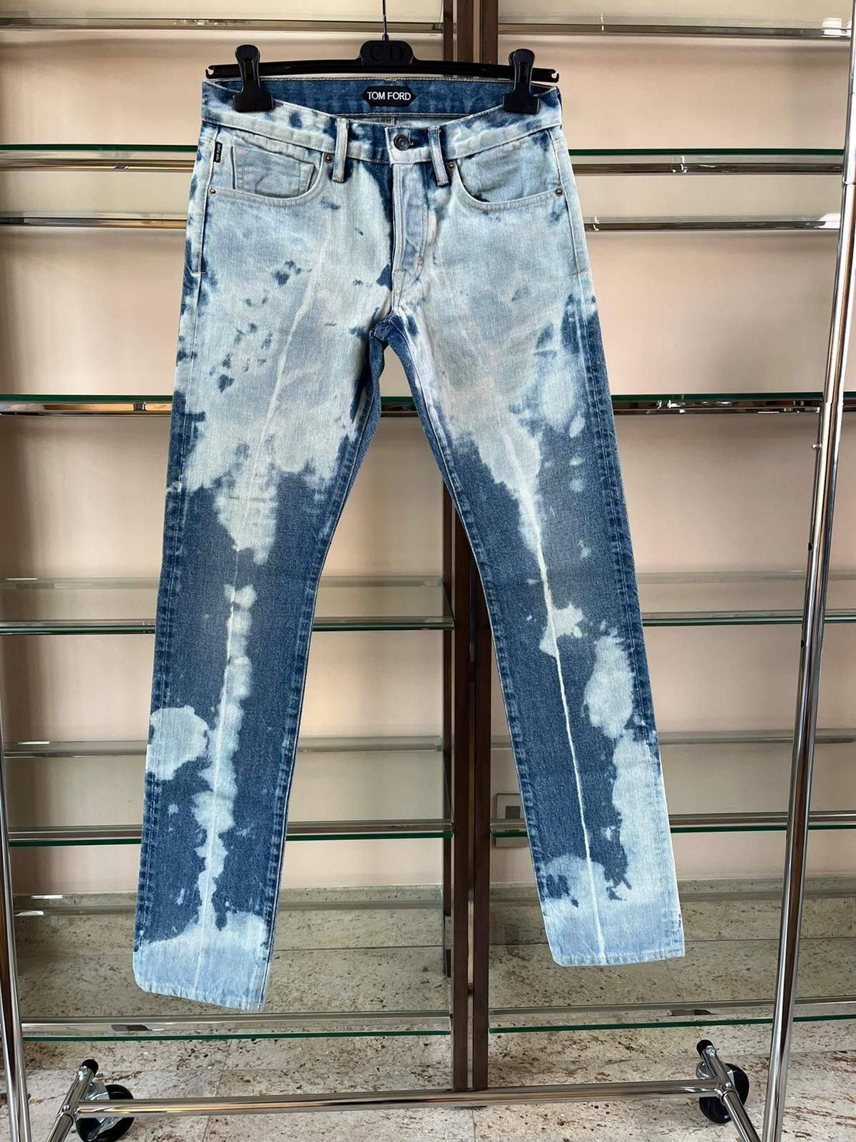 Tom Ford Bleach Spot Slim Fit Denim in Blue/White Size US 30 / EU 46 - 3 Thumbnail