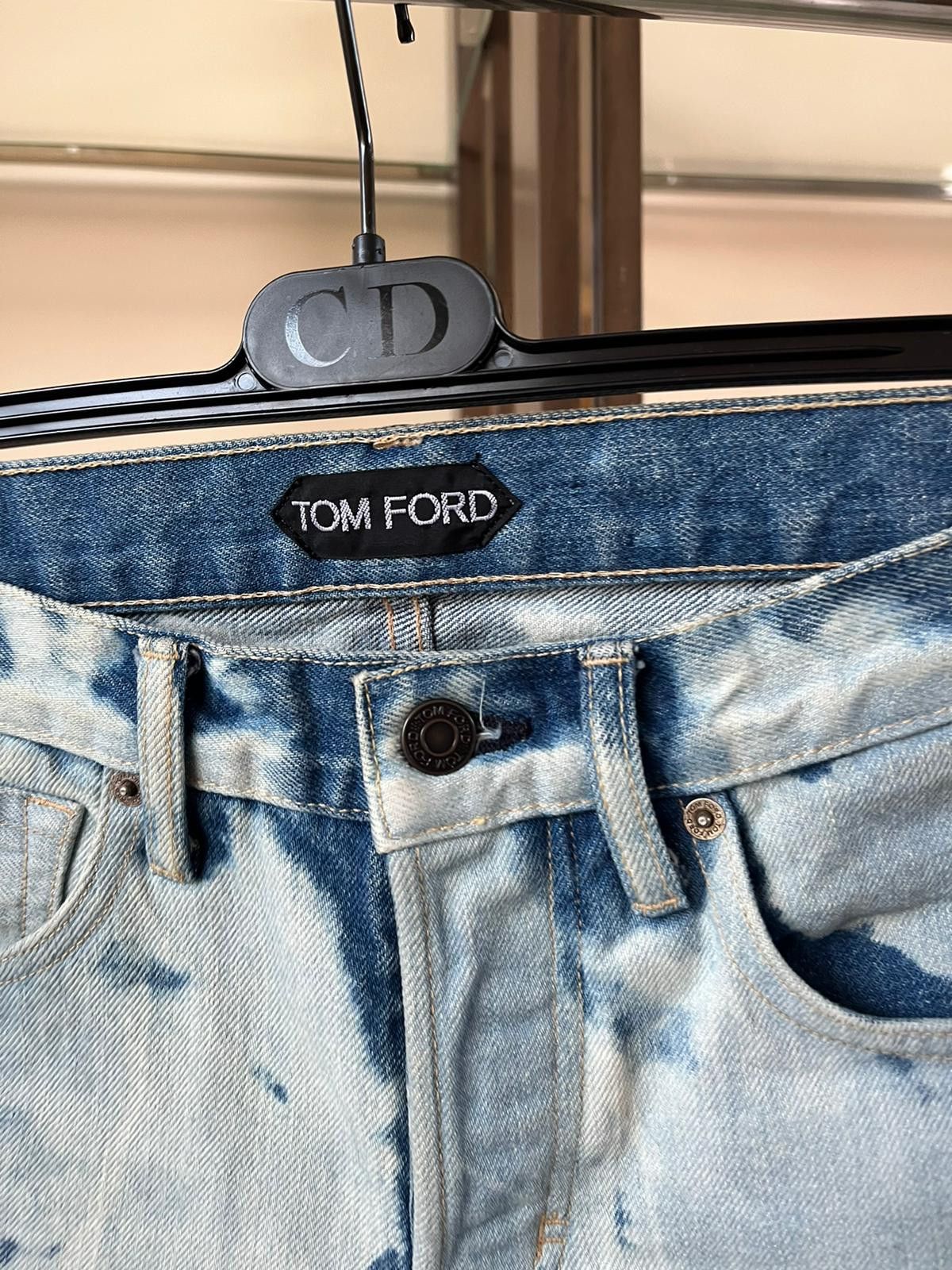 Tom Ford Bleach Spot Slim Fit Denim in Blue/White Size US 30 / EU 46 - 11 Thumbnail
