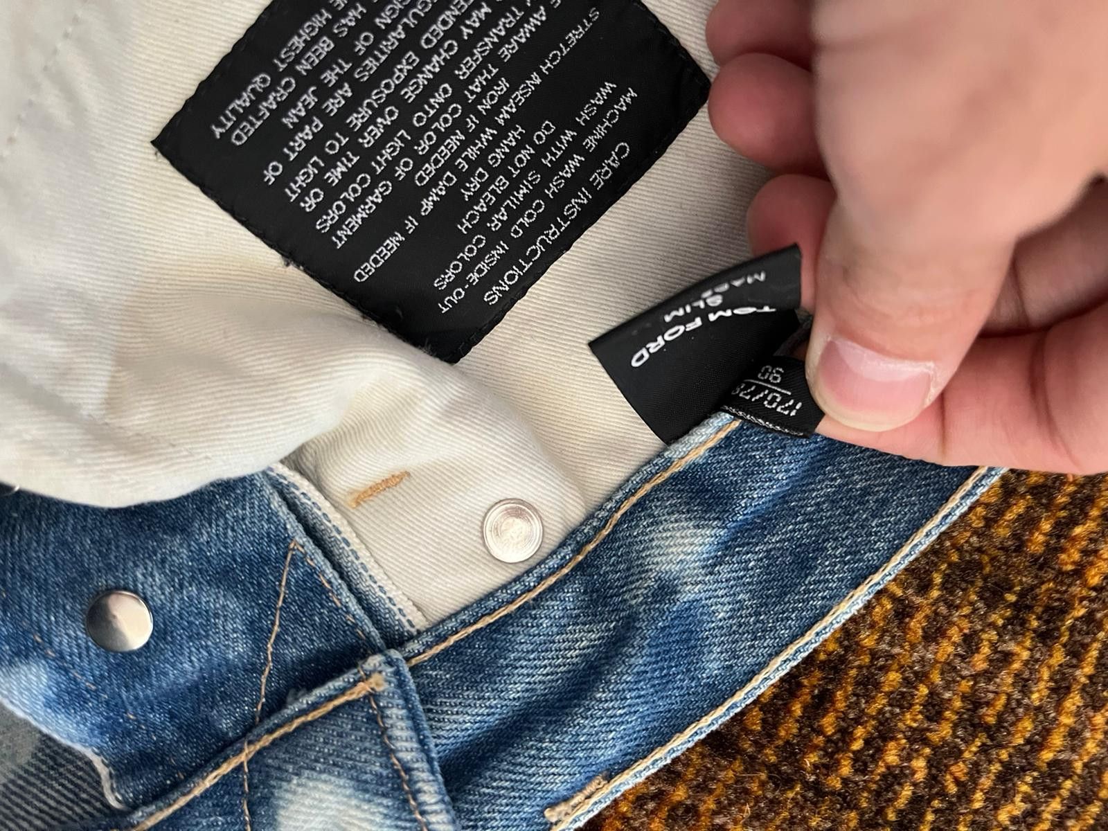 Tom Ford Bleach Spot Slim Fit Denim in Blue/White Size US 30 / EU 46 - 14 Thumbnail