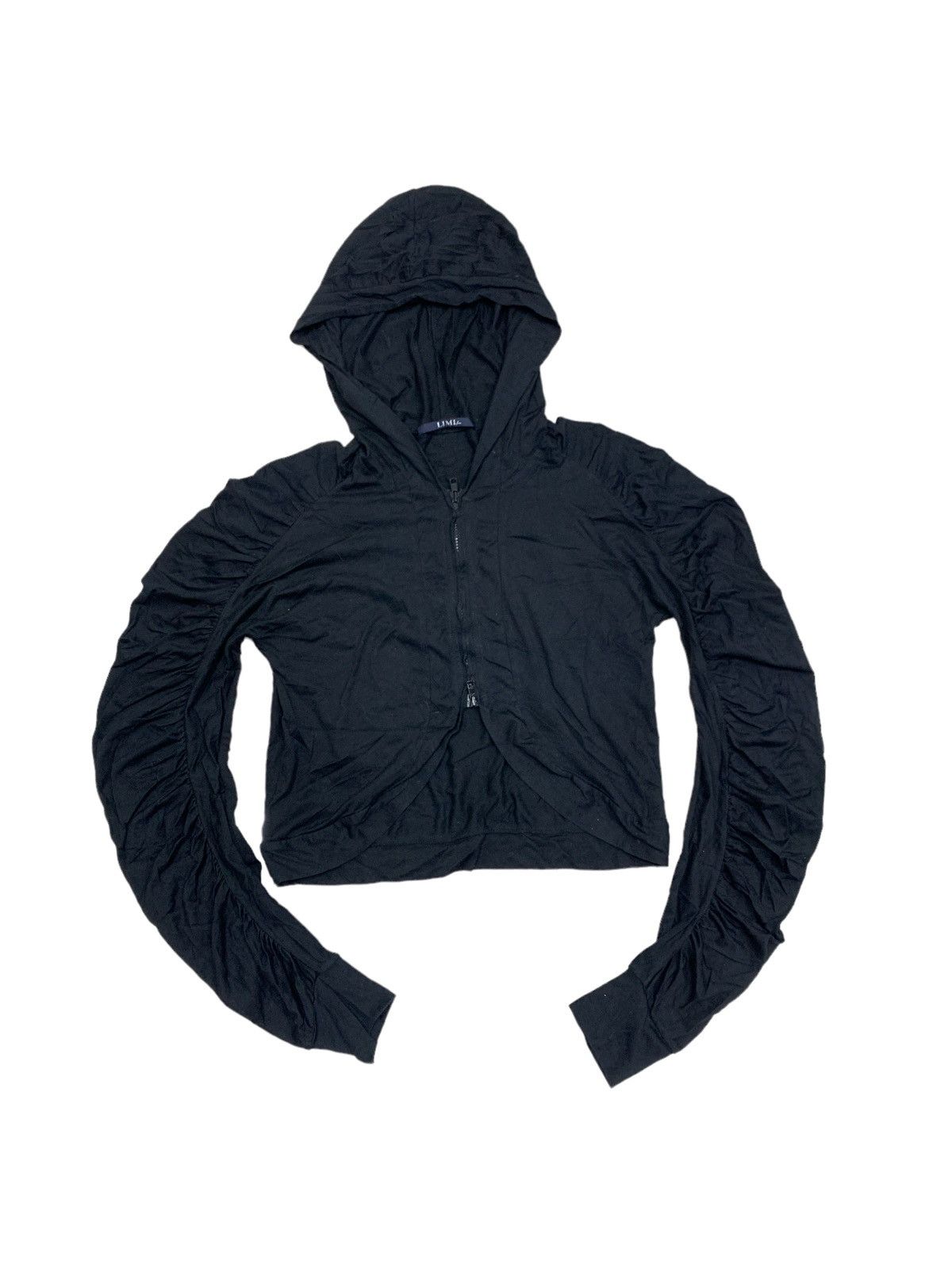 Limi Feu LIMI FEU CROPPED WRINKLE SLEEVES ZIPPER HOODIE SWEATER Size S / US 4 / IT 40 - 1 Thumbnail