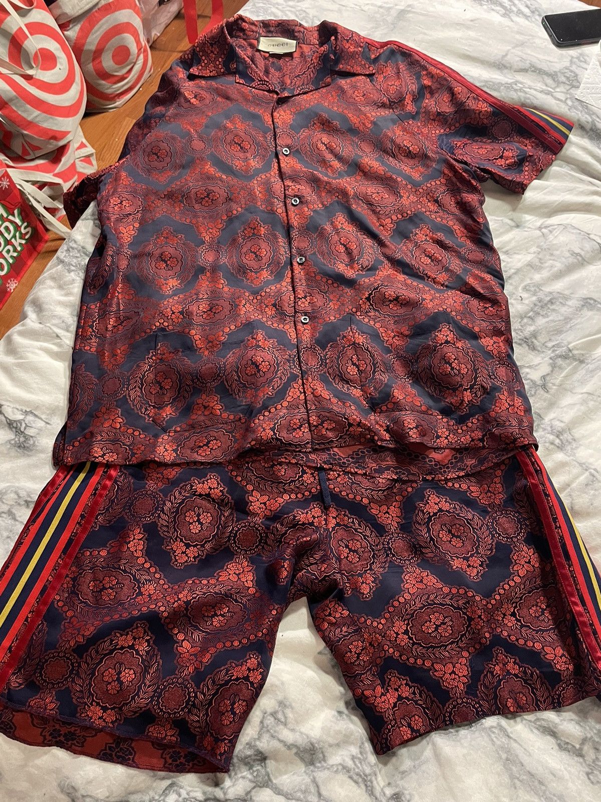 Gucci Bowling Shirt and Shorts Set Mens Size 56 Italy