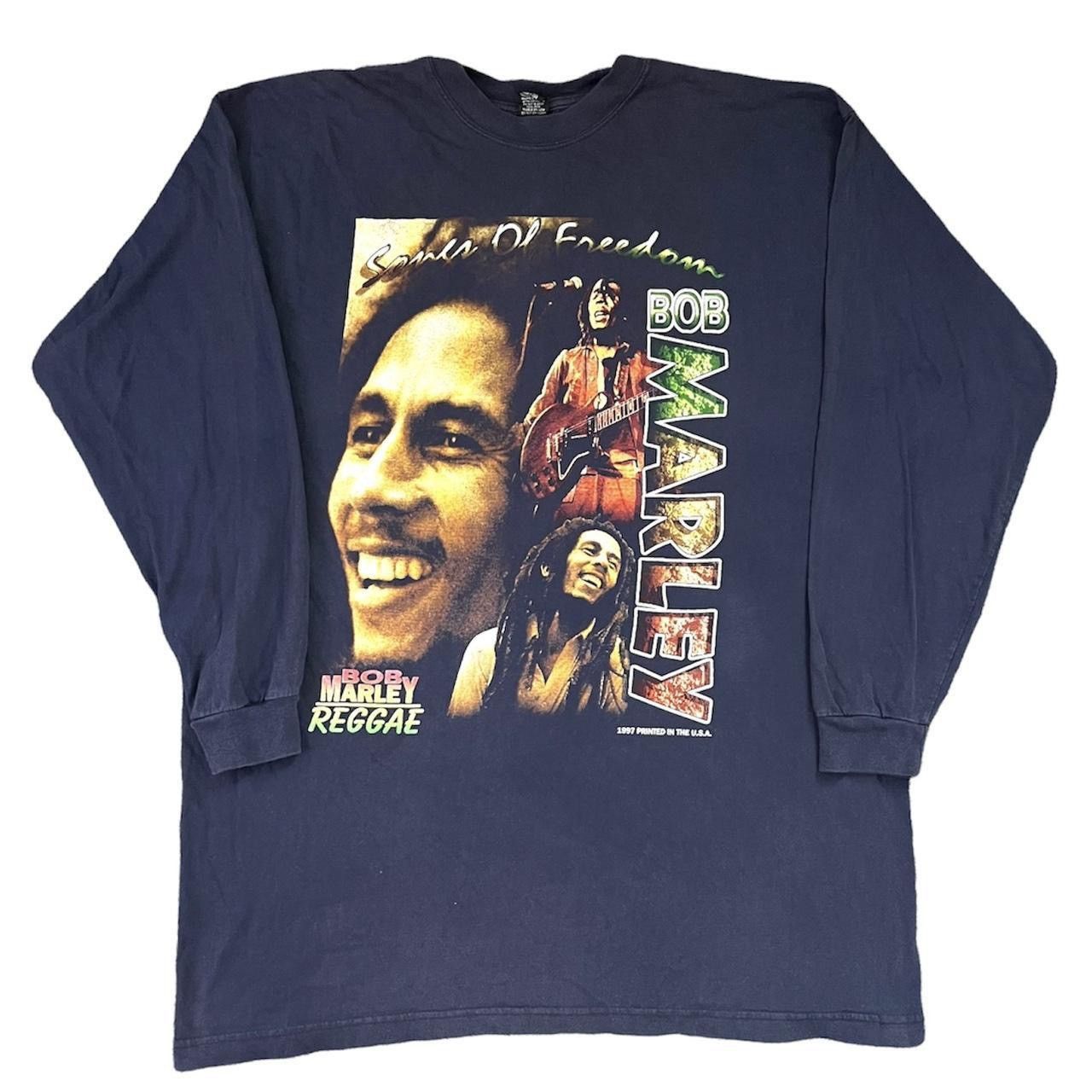 Vintage 1997 sold Bob Marley Rap Tee Double Sided Bootleg Shirt Size Large Band Tee