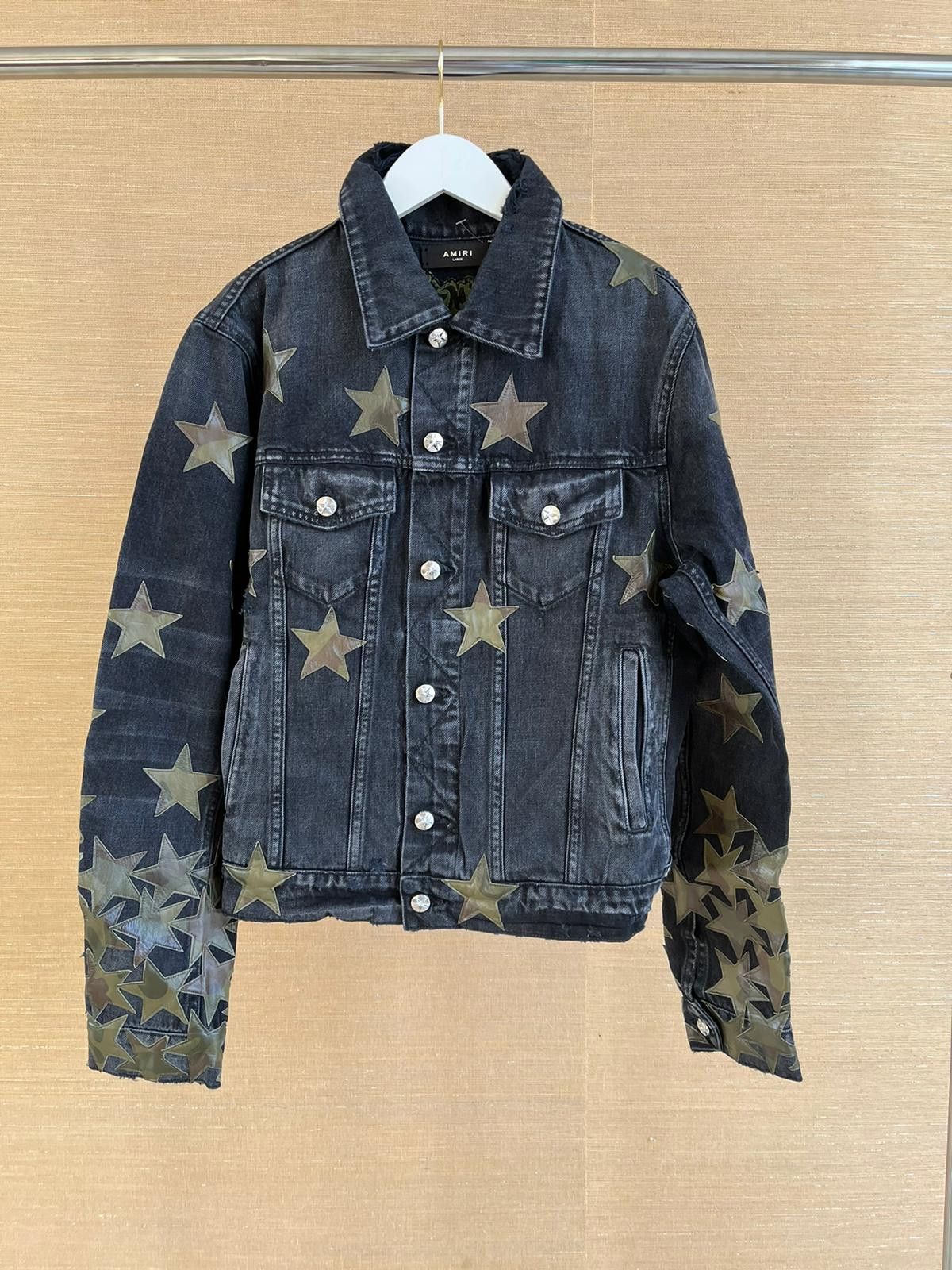 Amiri Chemist Denim Jacket in Black With Camo Patches Size US L / EU 52-54 / 3 - 1 Thumbnail