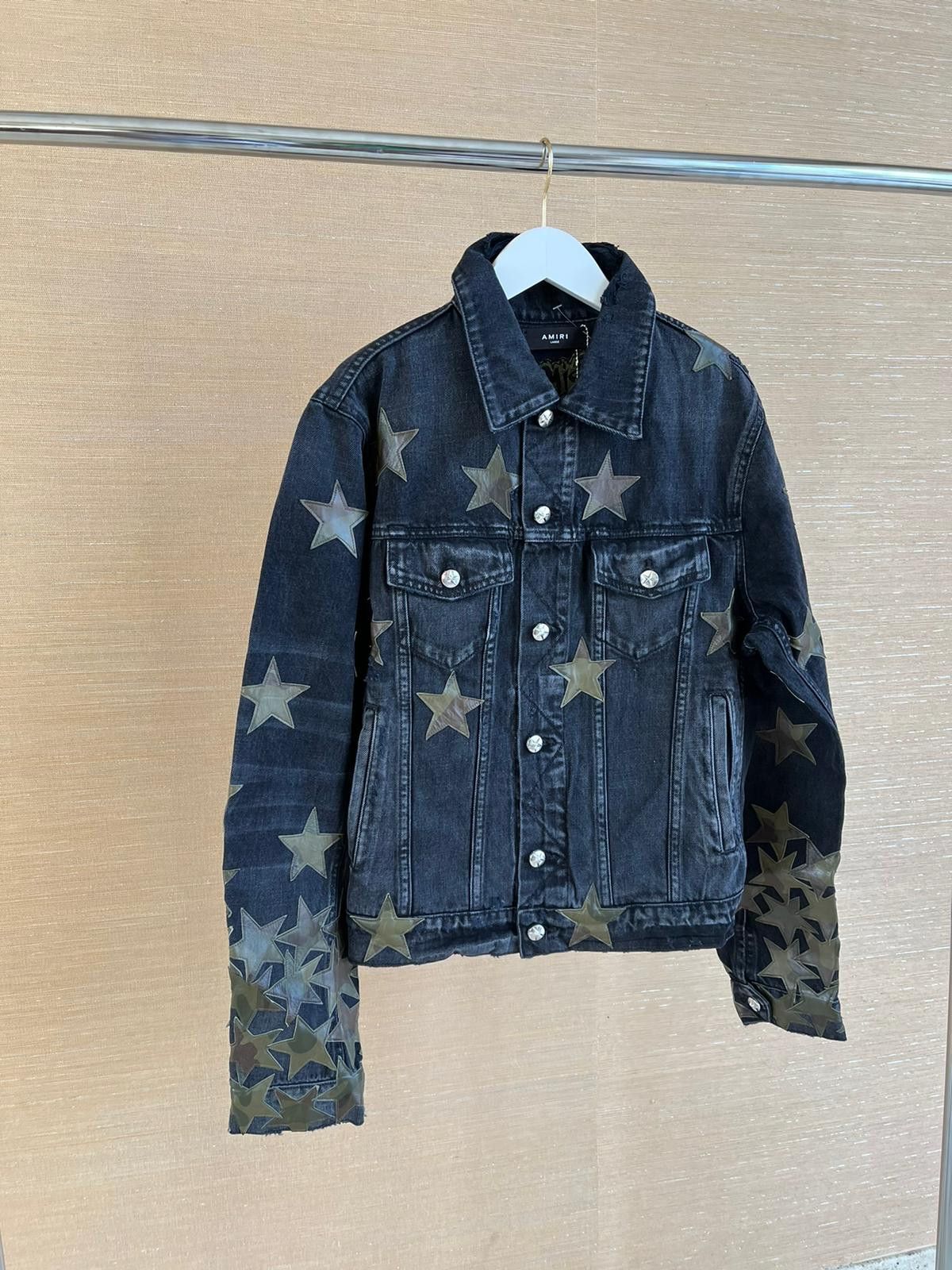 Amiri Chemist Denim Jacket in Black With Camo Patches Size US L / EU 52-54 / 3 - 5 Thumbnail