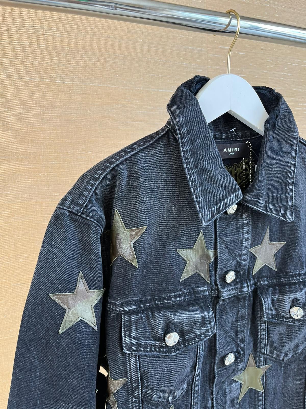 Amiri Chemist Denim Jacket in Black With Camo Patches Size US L / EU 52-54 / 3 - 8 Thumbnail