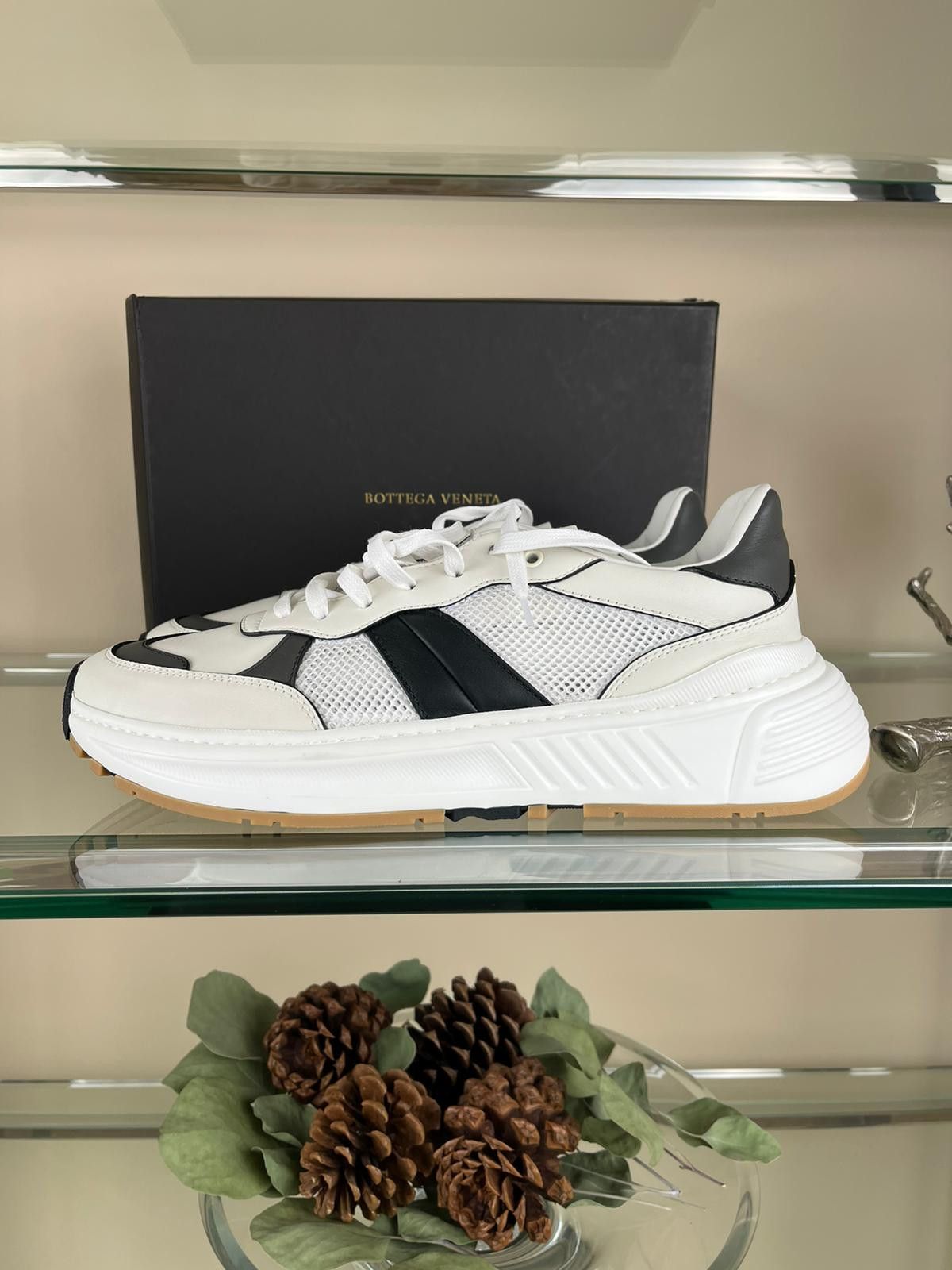 image of Bottega Veneta Speedster Sneakers In Black & White in Black/White, Men's (Size 13)