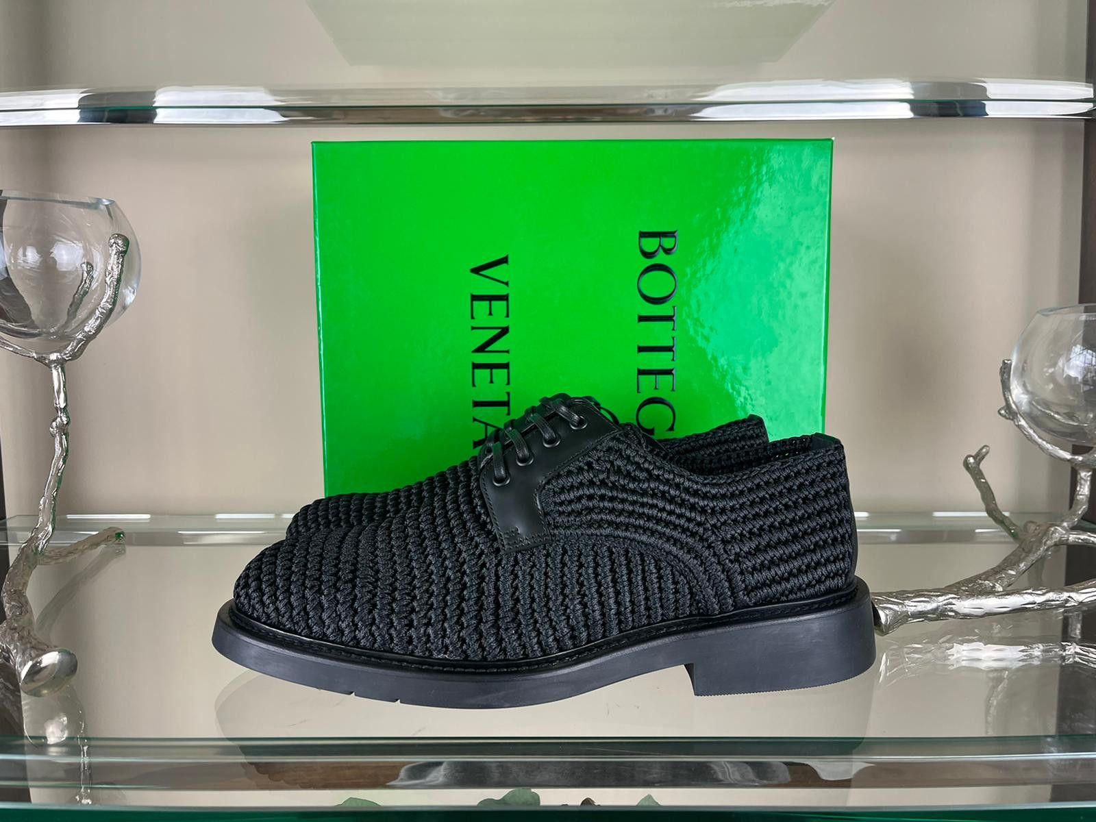 Bottega Veneta o1rshd1 String Wax Tokyo Brush Calf in Black Size US 8 / EU 41 - 1 Thumbnail