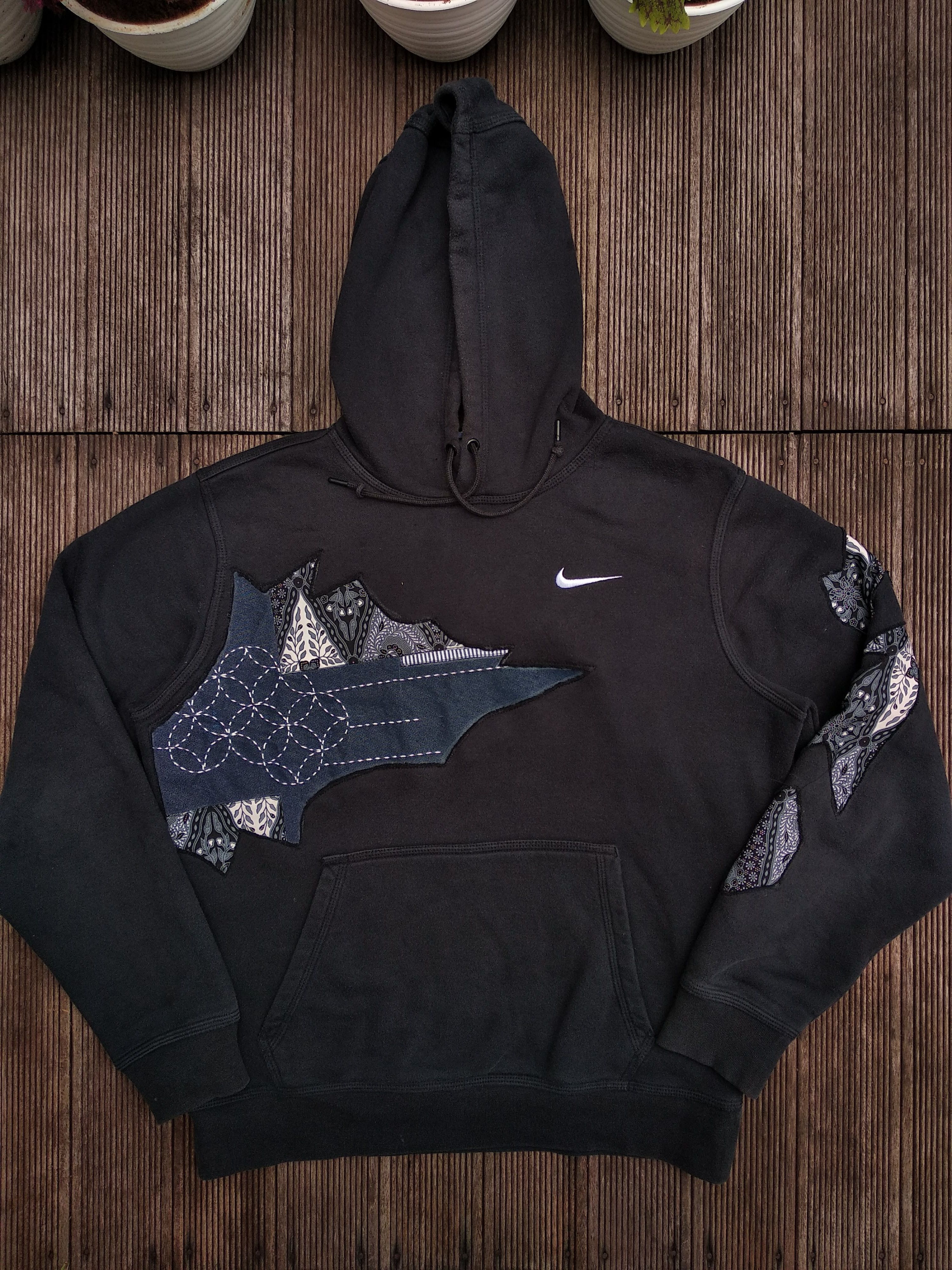 Nike Small Swoosh Hoodie Custom Japanese Sashiko