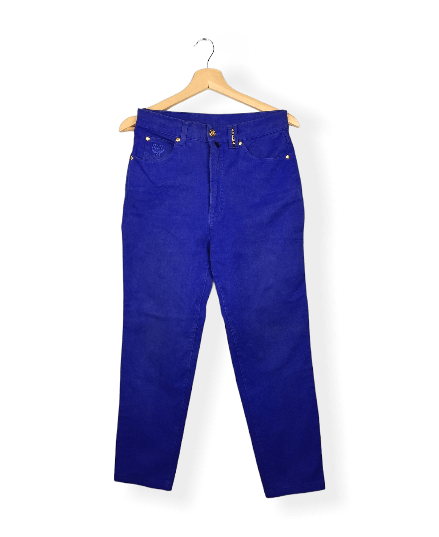 Denime × MCM 🔥🔥Authentic 90's MCM Embroidery Denime Jeans De Luxe women Size 29" - 2 Thumbnail
