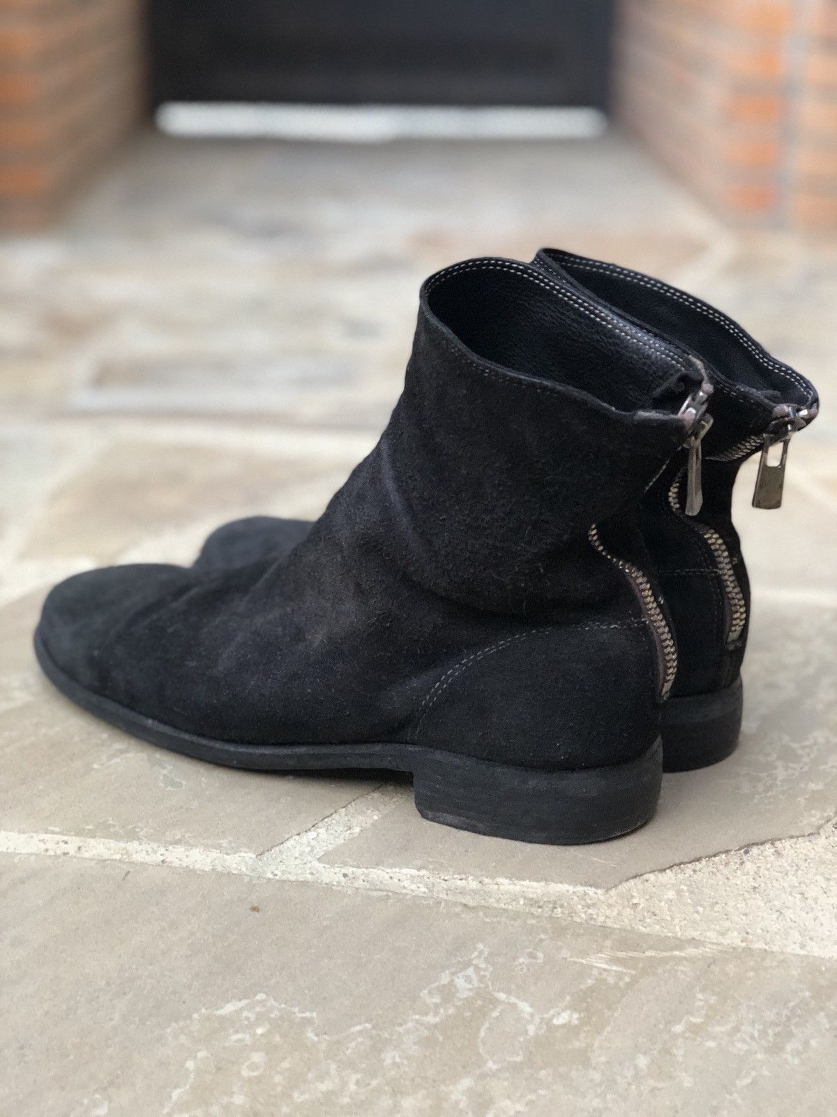 986 Black Reverse Baby Calf Leather Backzips (fits US10-10.5)