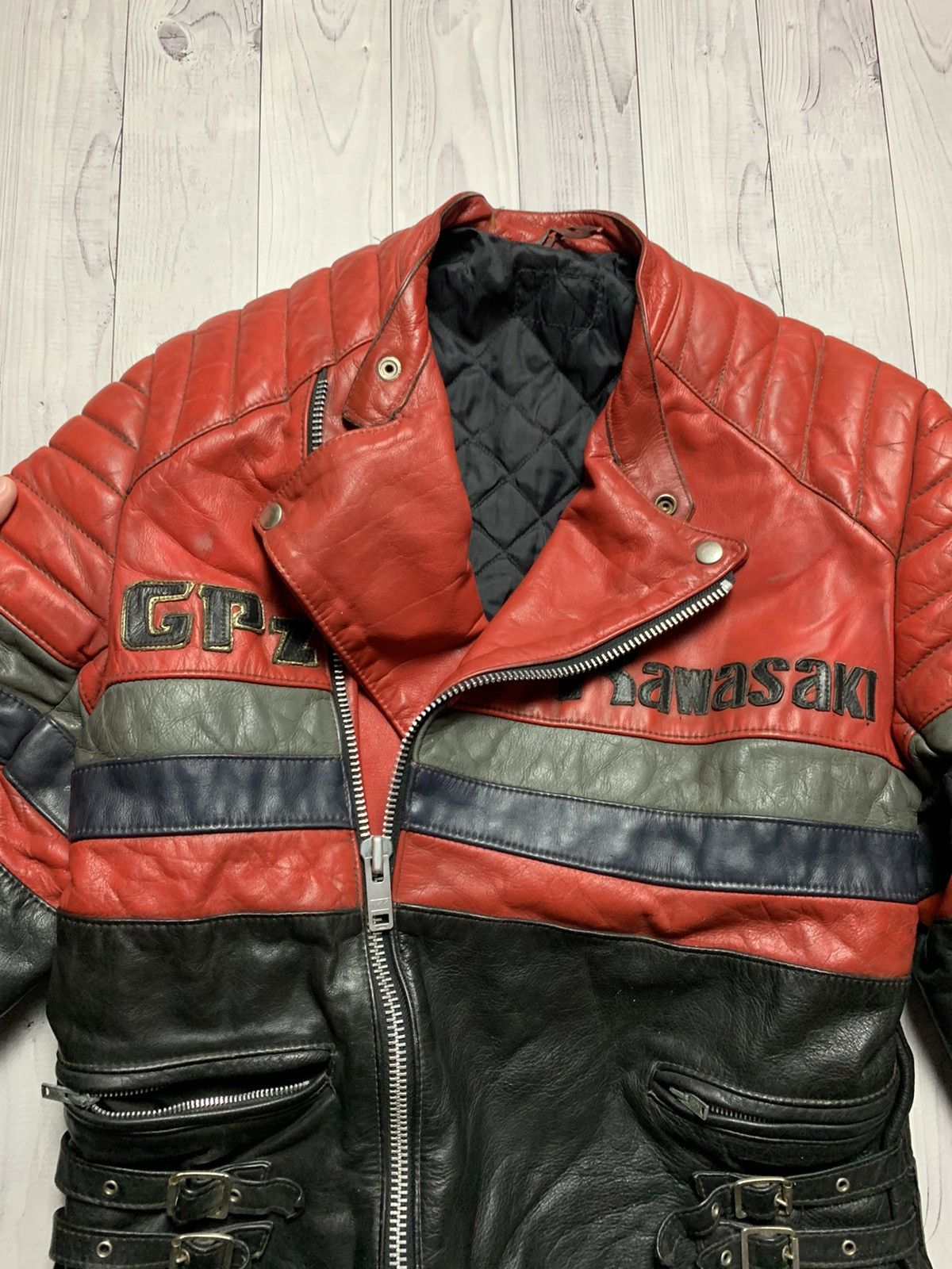 Vintage Vintage Kawasaki racing leather jacket Moto size S Size US S / EU 44-46 / 1 - 7 Thumbnail