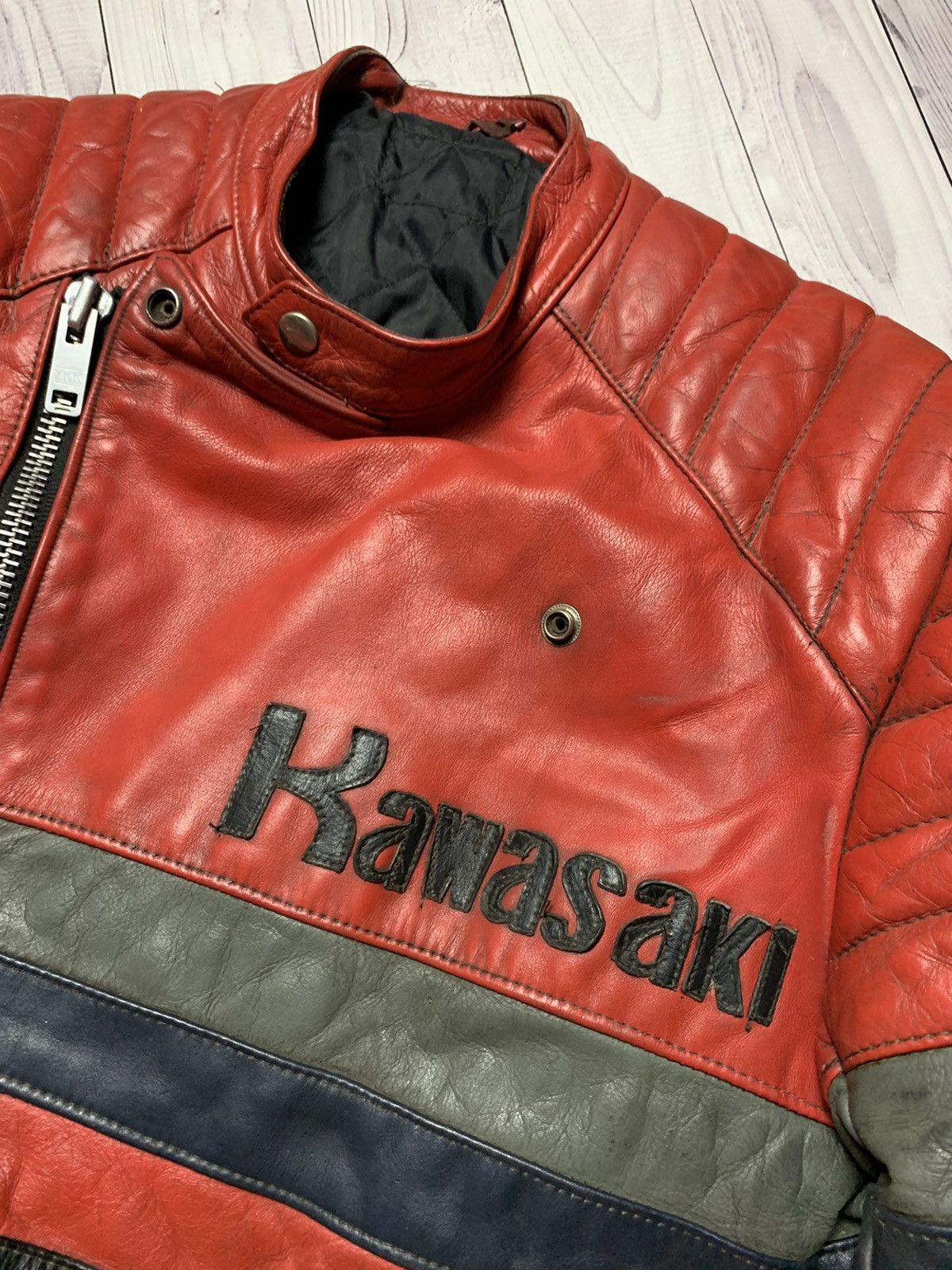 Vintage Vintage Kawasaki racing leather jacket Moto size S Size US S / EU 44-46 / 1 - 3 Thumbnail