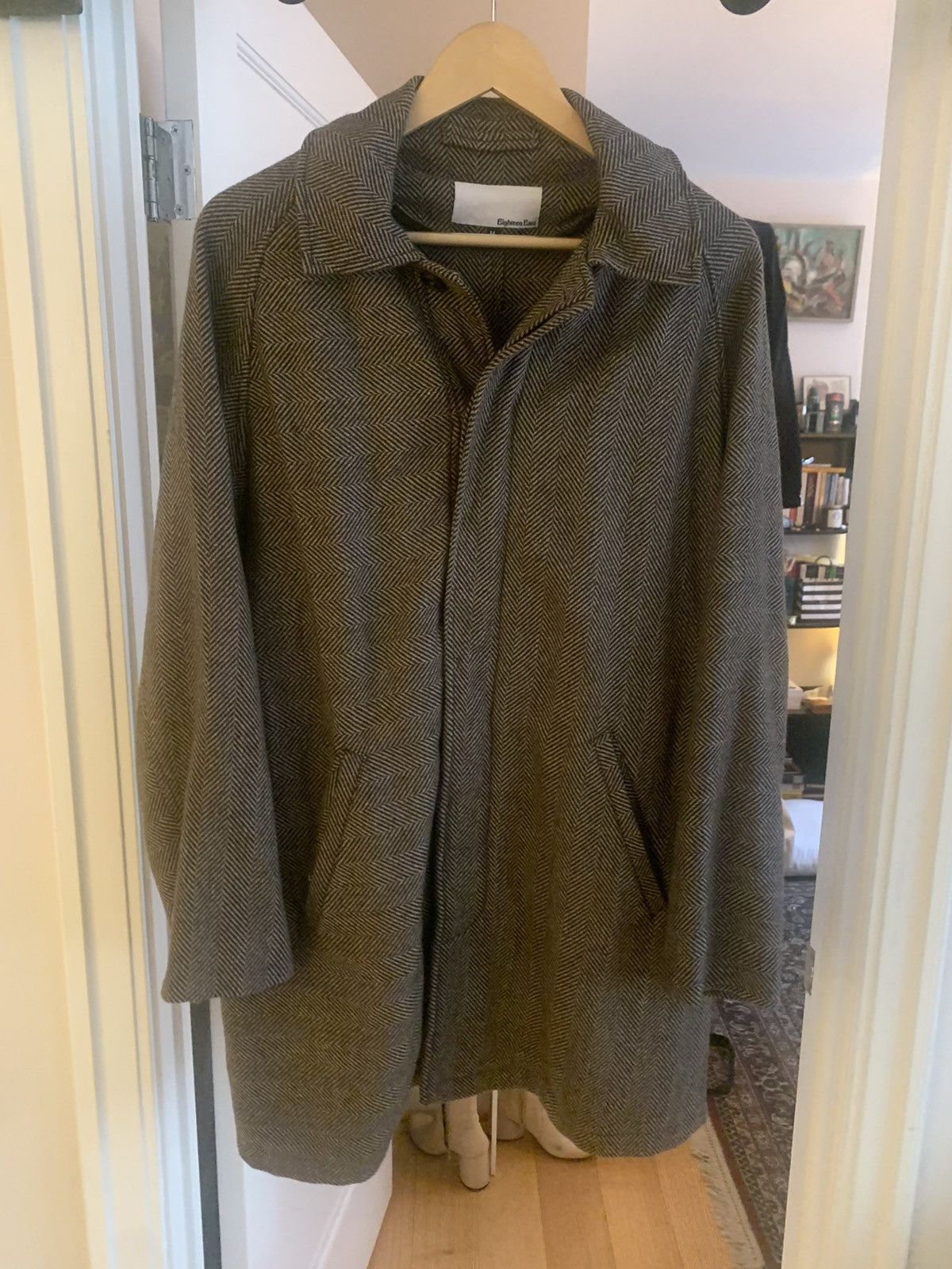 18 East 18 East - RAGLAN COAT - BROWN/OATMEAL HERRINGBONE - Size M ...