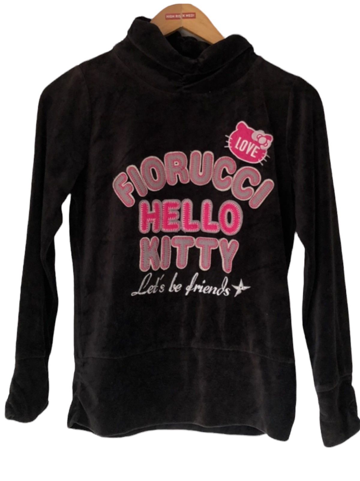 image of Vintage Velvet Fiorucci Hello Kitty in Faded Black, Women's (Size Small)