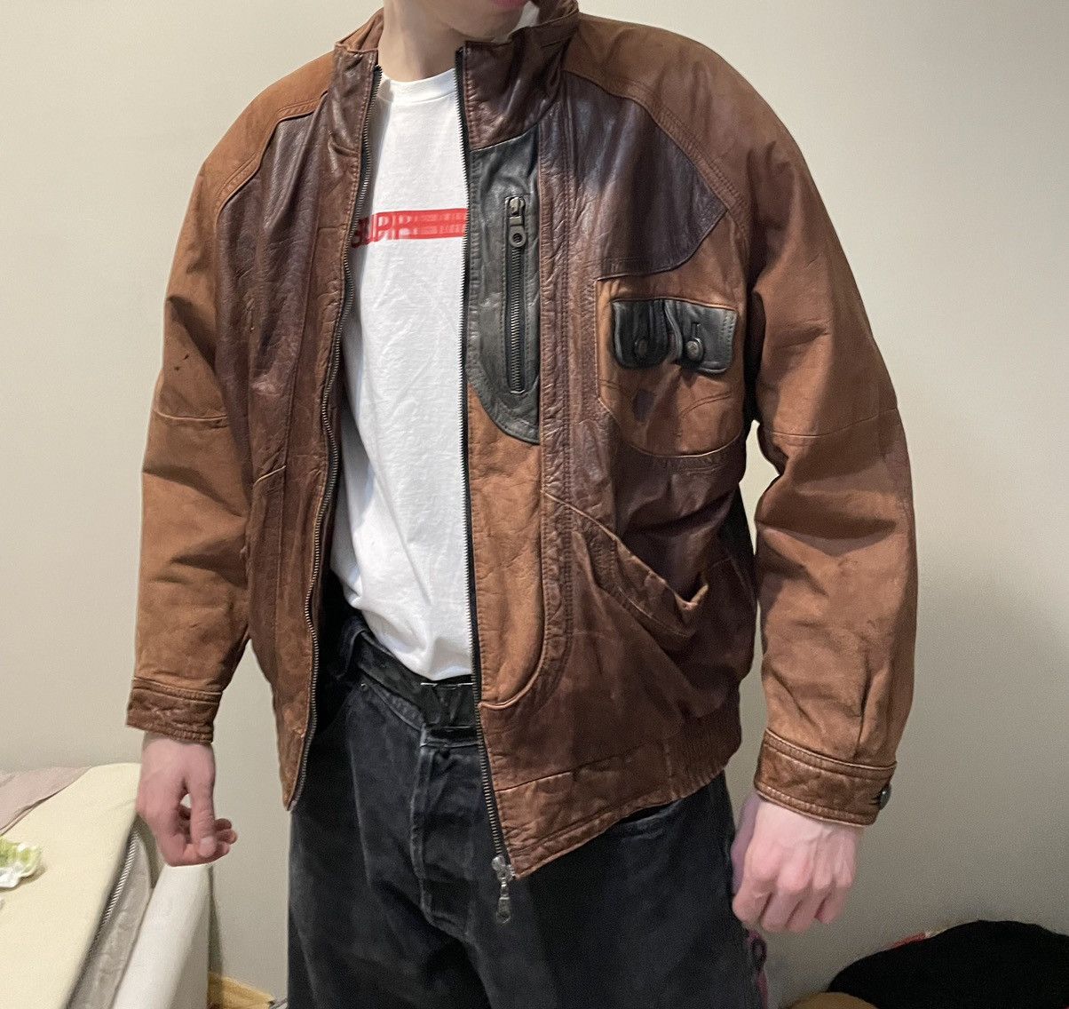 Vintage Vintage Leather jacket Italian Designer Size US L / EU 52-54 / 3 - 2 Thumbnail