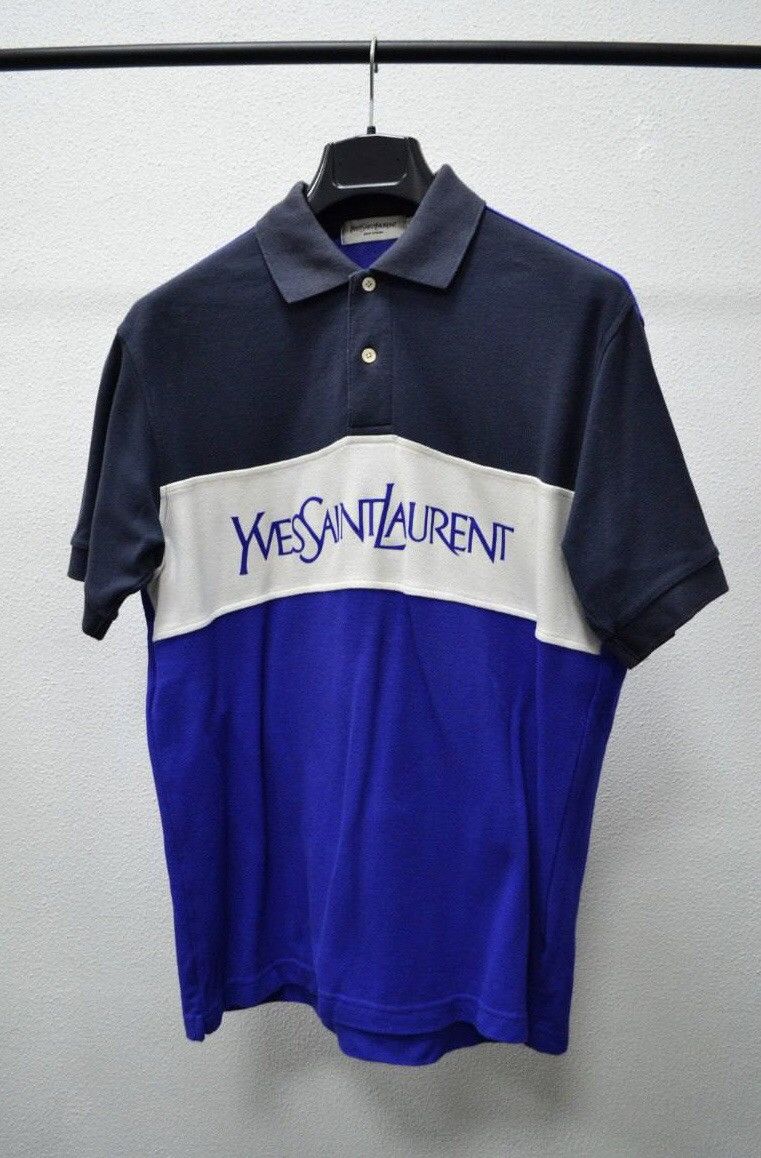 Yves Saint Laurent YSL Vintage Blue Navy Polo T-Shirt