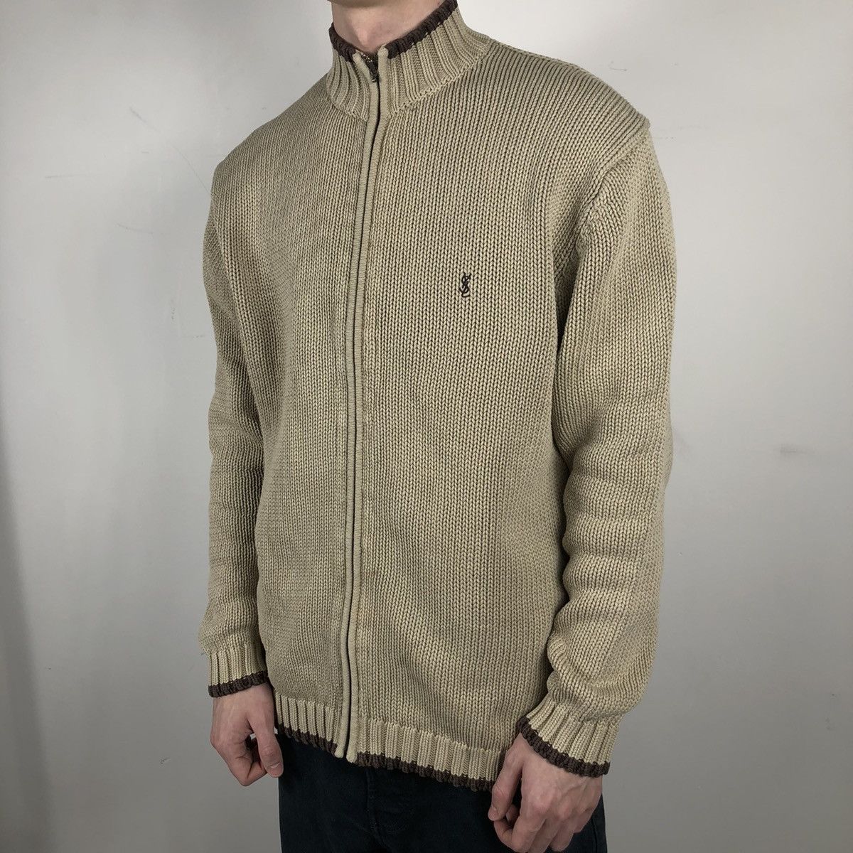 Vintage × Yves Saint Laurent Yves Saint Laurent Knitwear Full Zip Sweater 90s Size US M / EU 48-50 / 2 - 2 Thumbnail