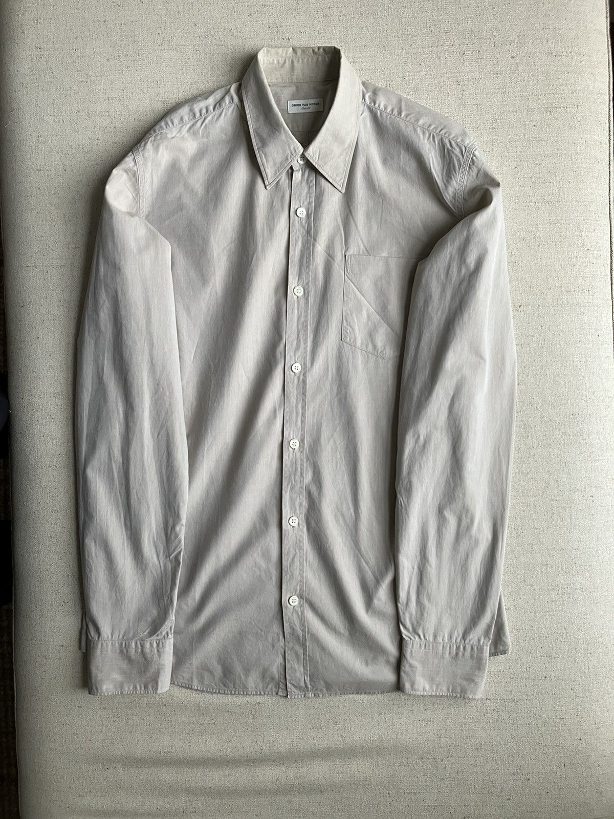 image of Dries Van Noten Beige Poplin Safari Shirt Size 48It, Men's
