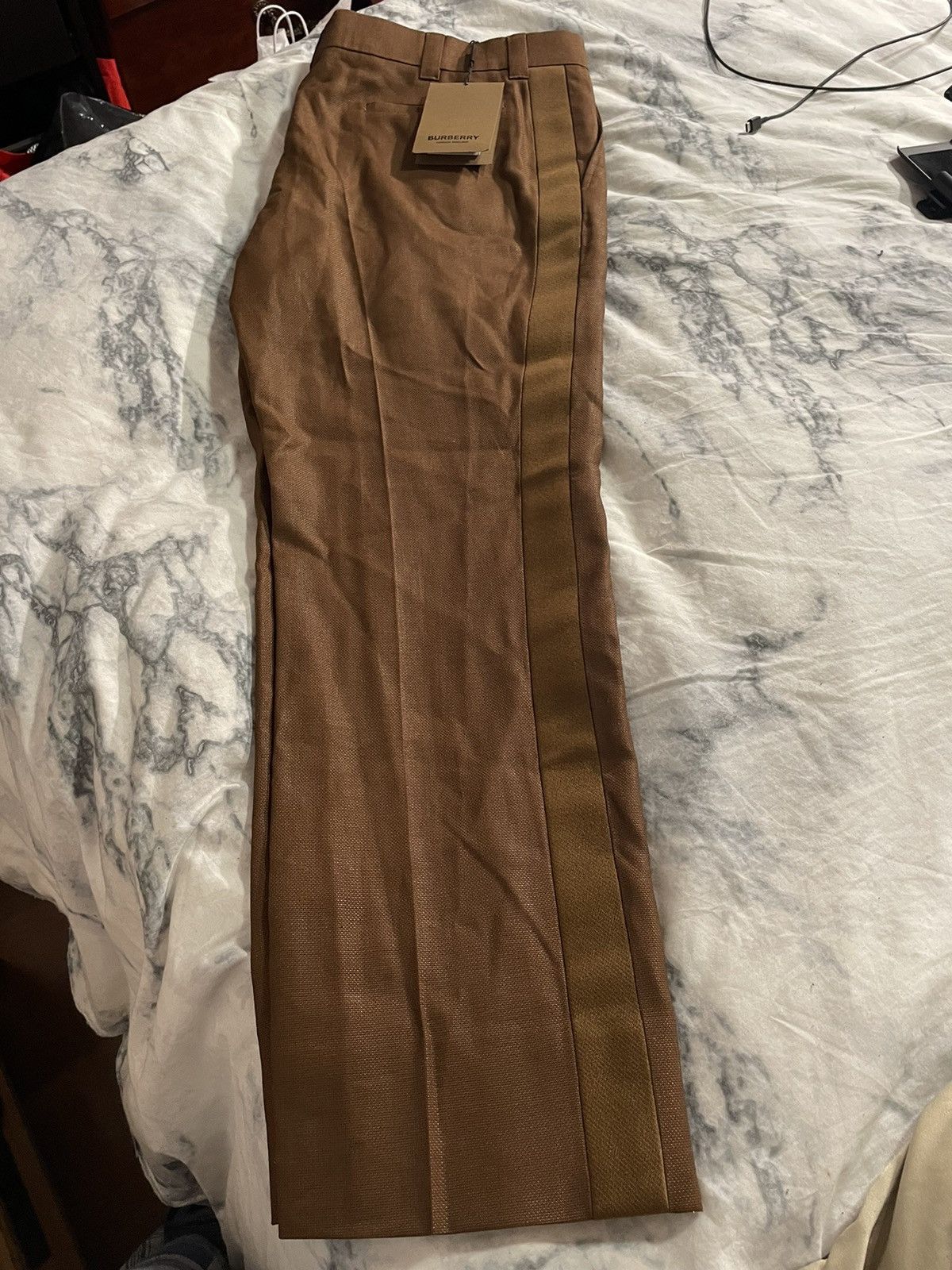 BURBERRY Brown Wool Cropped Tailored Trousers Size 58
