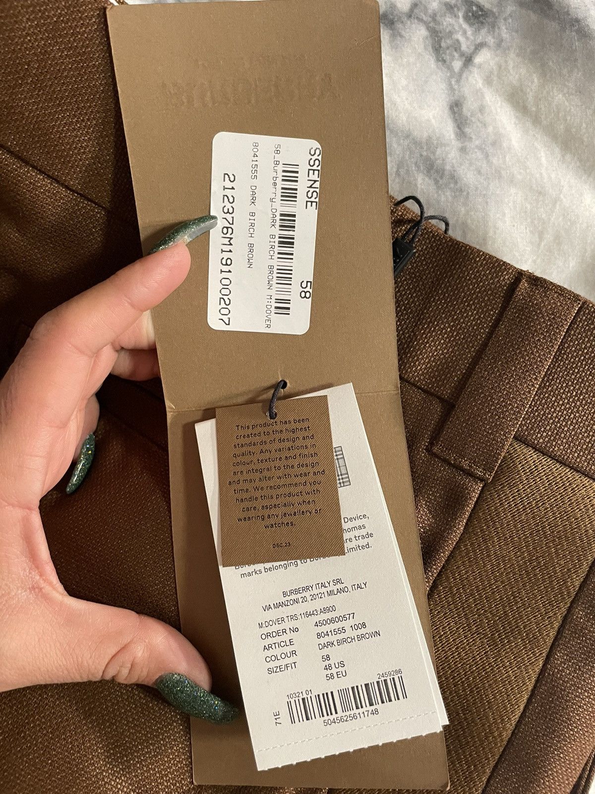 BURBERRY Brown Wool Cropped Tailored Trousers Size 58