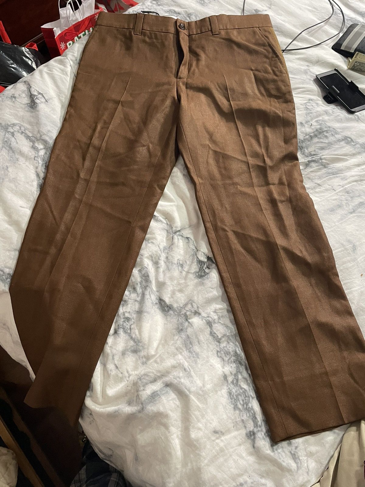 BURBERRY Brown Wool Cropped Tailored Trousers Size 58