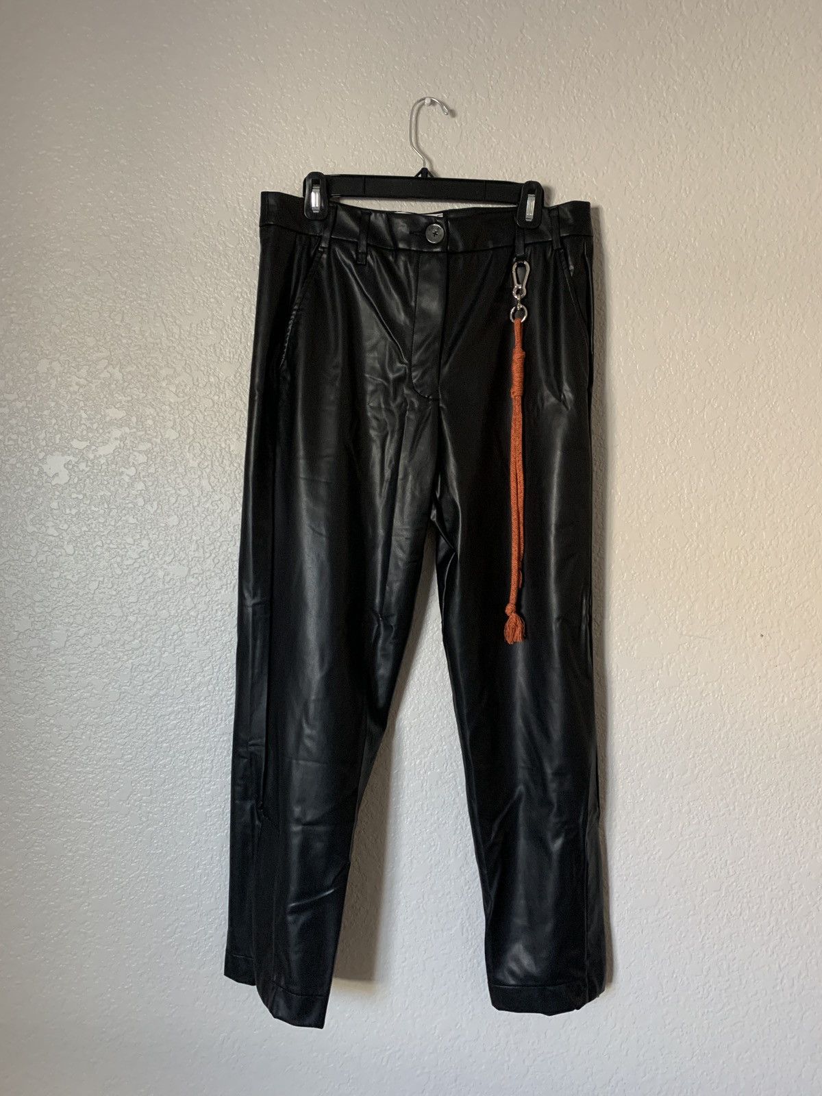 image of Song For The Mute Faux Leather Flare Pants in Black, Men's (Size 29)
