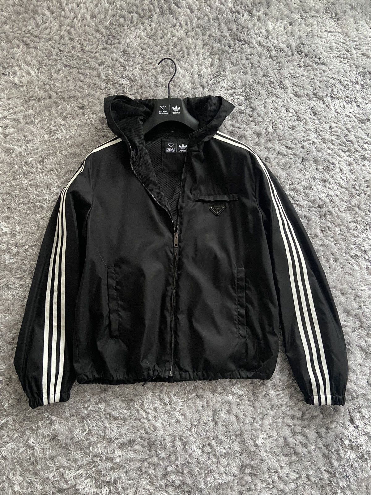 image of Adidas For Prada Re-Nylon Hooded in Black, Men's (Size Large)