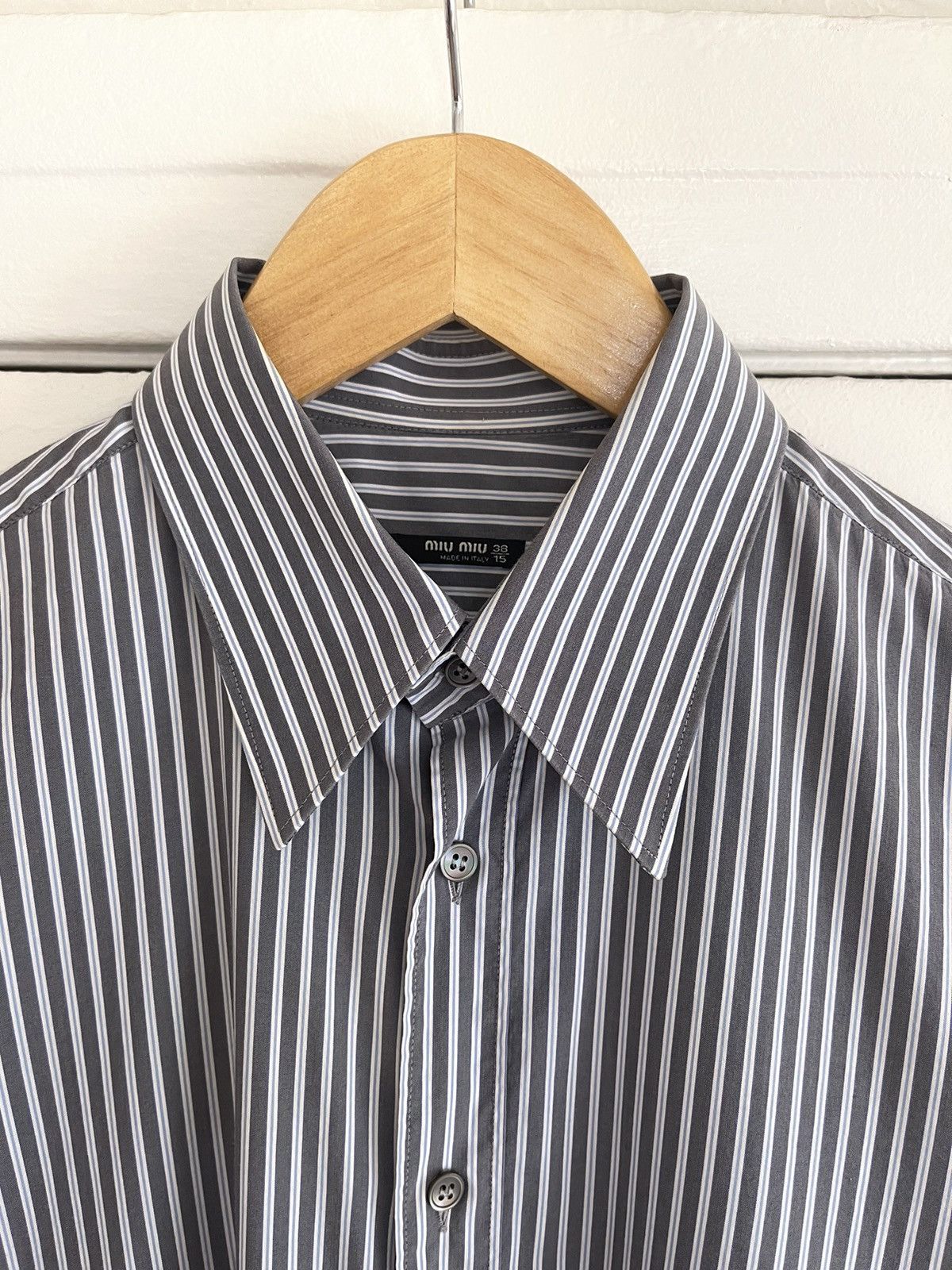 Miu Miu Miu Miu Grey/White/Blue Stripe Button-up Shirt Size XS / US 0-2 / IT 36-38 - 2 Preview