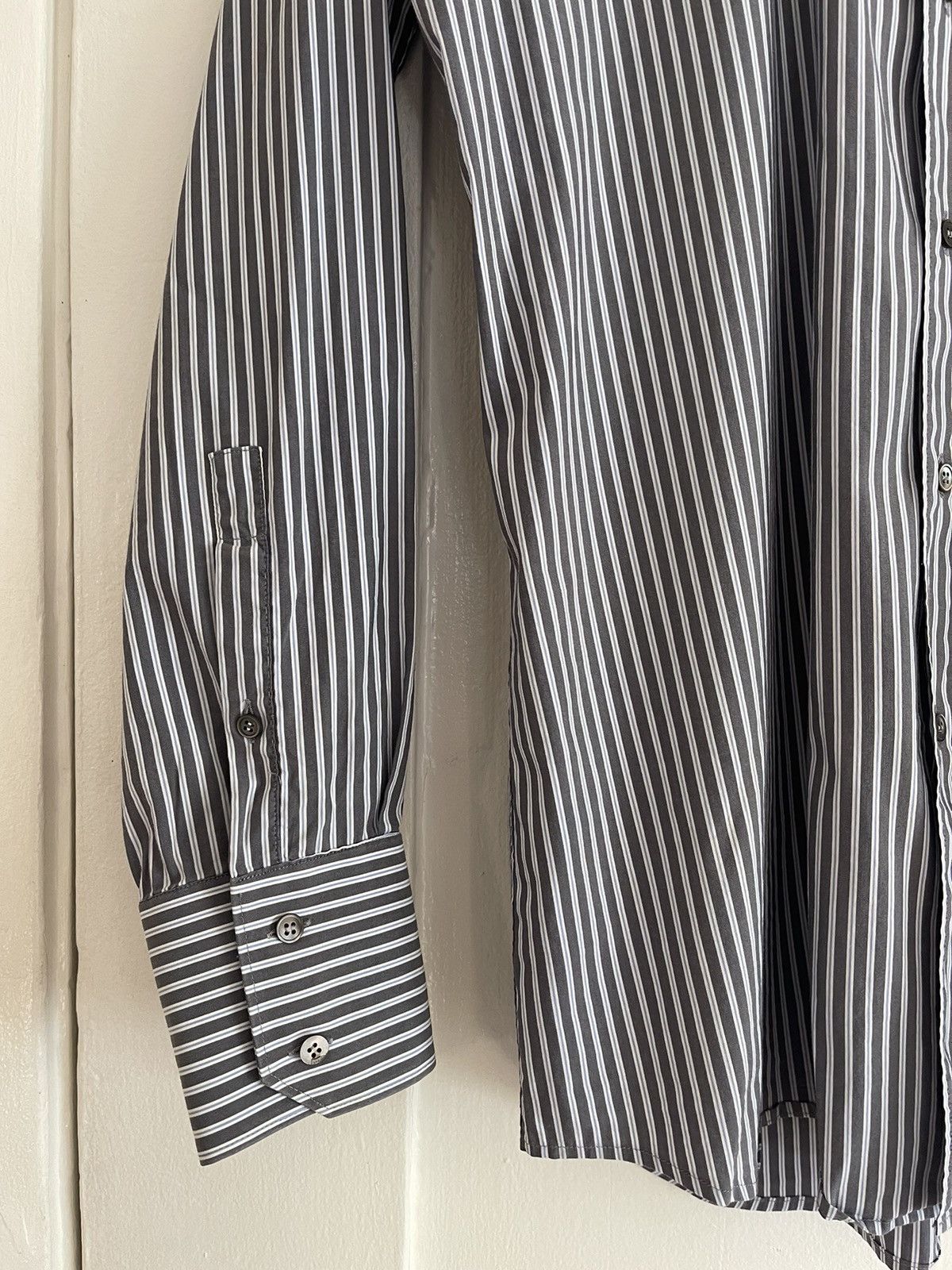 Miu Miu Miu Miu Grey/White/Blue Stripe Button-up Shirt Size XS / US 0-2 / IT 36-38 - 3 Thumbnail