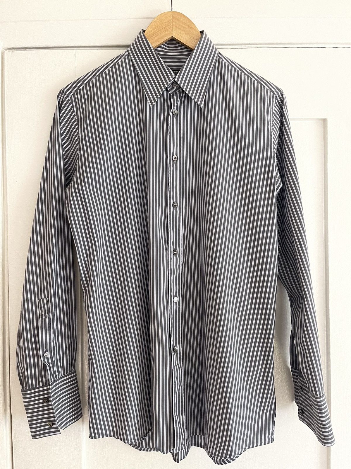Miu Miu Miu Miu Grey/White/Blue Stripe Button-up Shirt Size XS / US 0-2 / IT 36-38 - 1 Preview