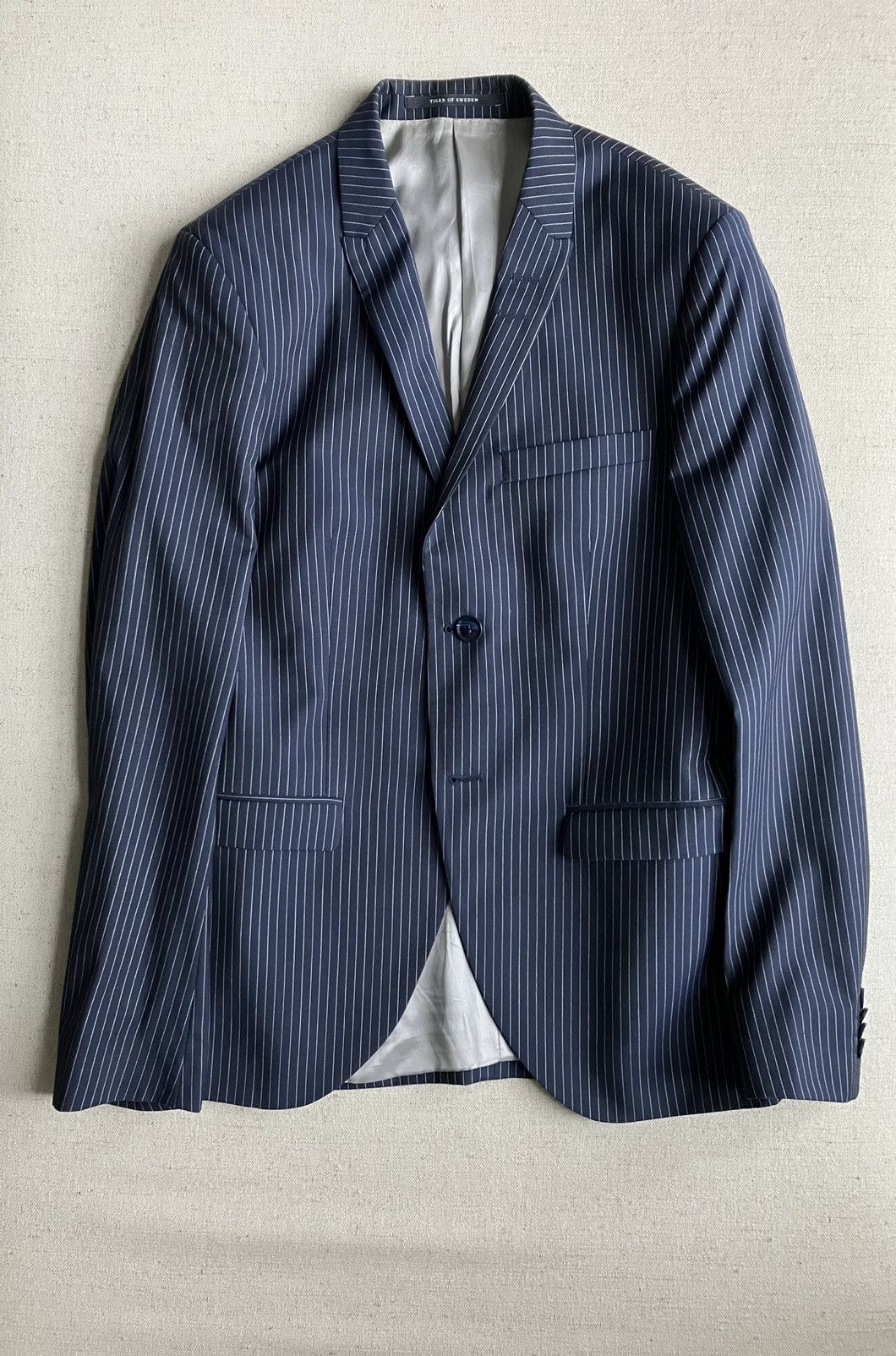 image of Navy Pinstripes Tiger Of Sweden Jacket Size 46It, Men's