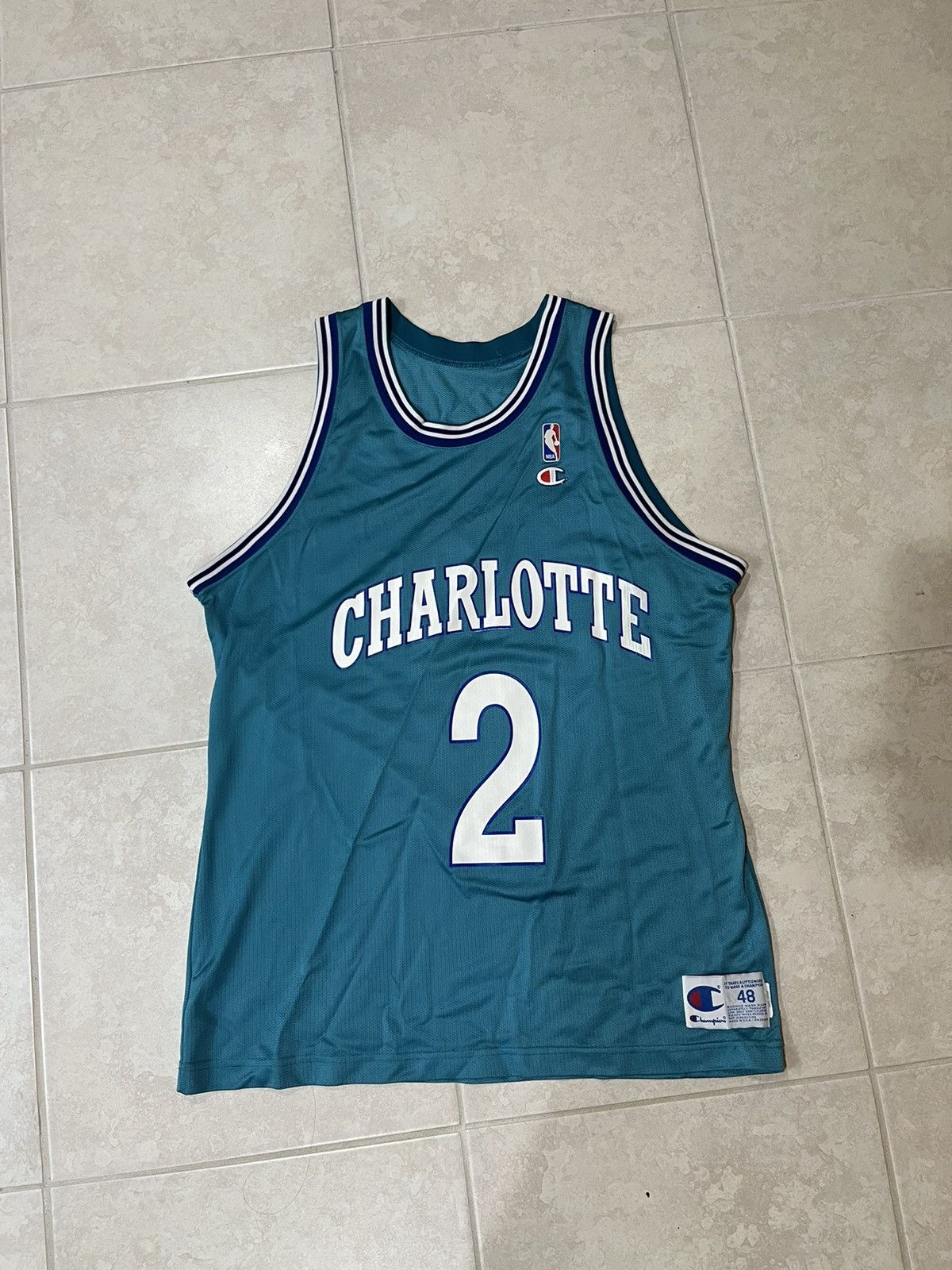 Champion × NBA × Vintage Vintage Larry Johnson Charlotte Hornets Champion Jersey Size US L / EU 52-54 / 3 - 1 Thumbnail