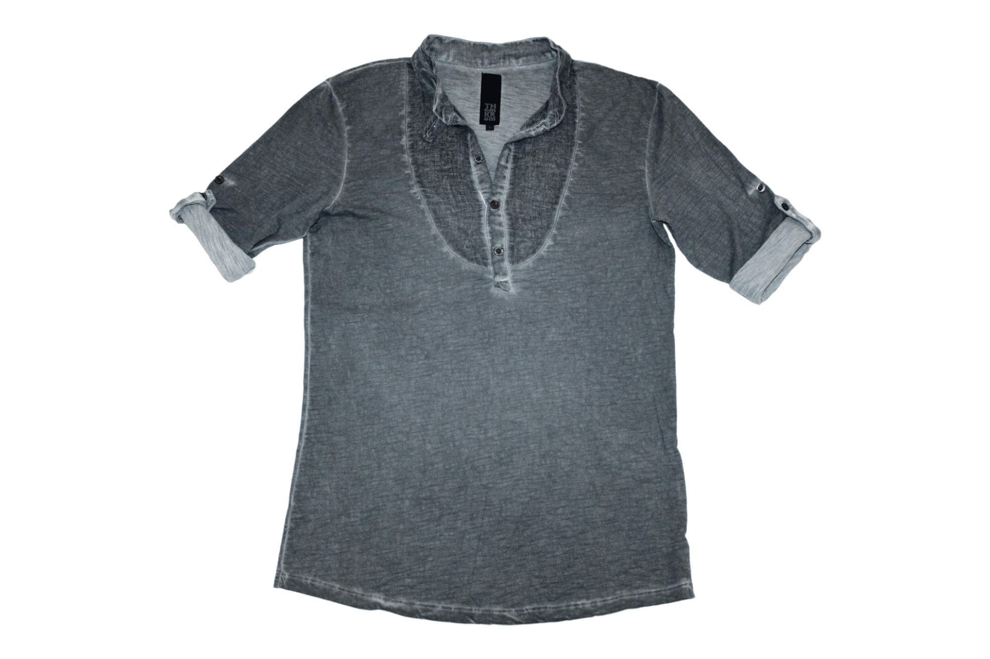 Thom Krom Thom Krom Grandad Double Collar 3/4 Sleeve Smoke Dyed shirt Size US S / EU 44-46 / 1 - 1 Thumbnail