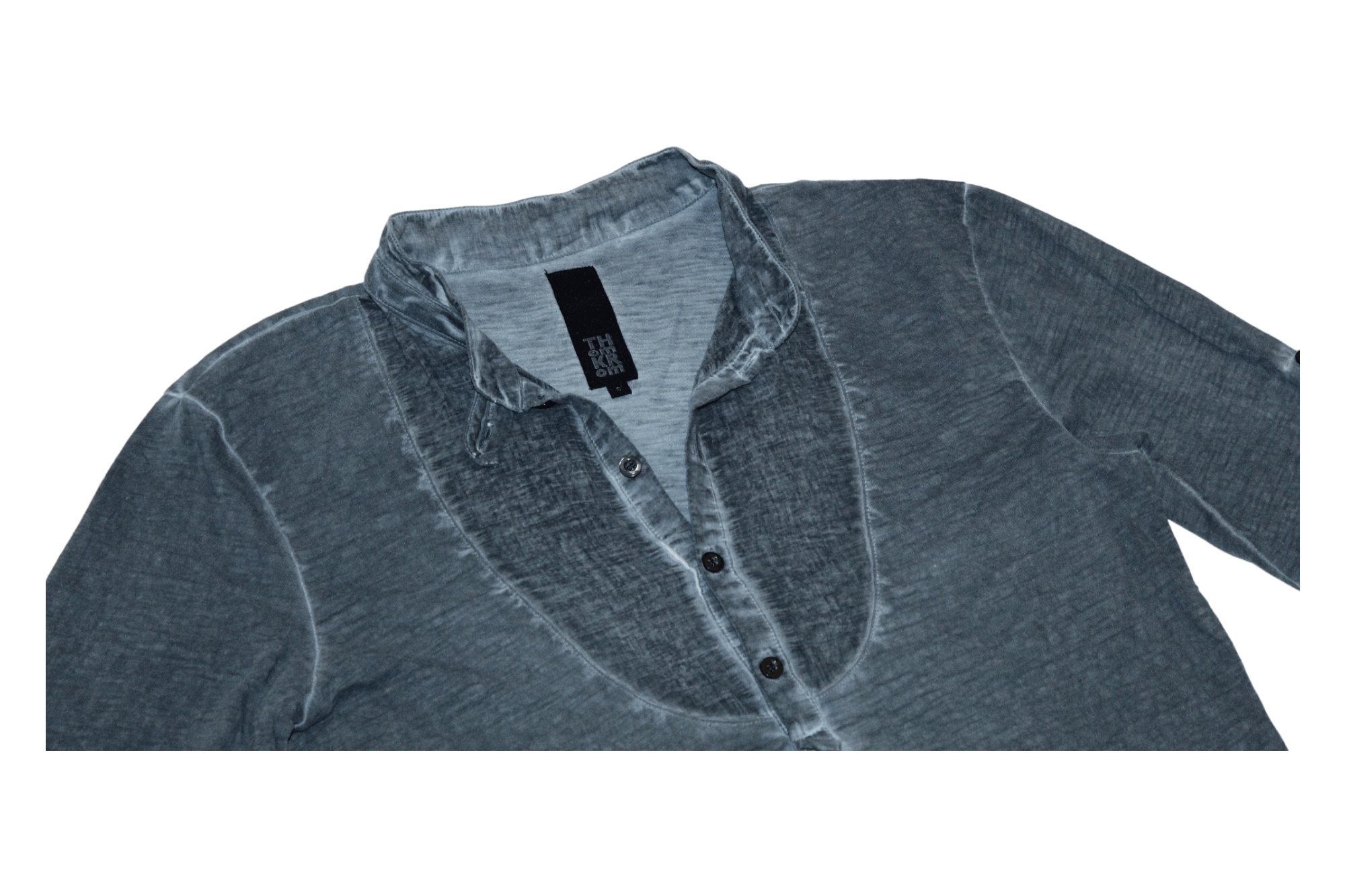 Thom Krom Thom Krom Grandad Double Collar 3/4 Sleeve Smoke Dyed shirt Size US S / EU 44-46 / 1 - 4 Thumbnail