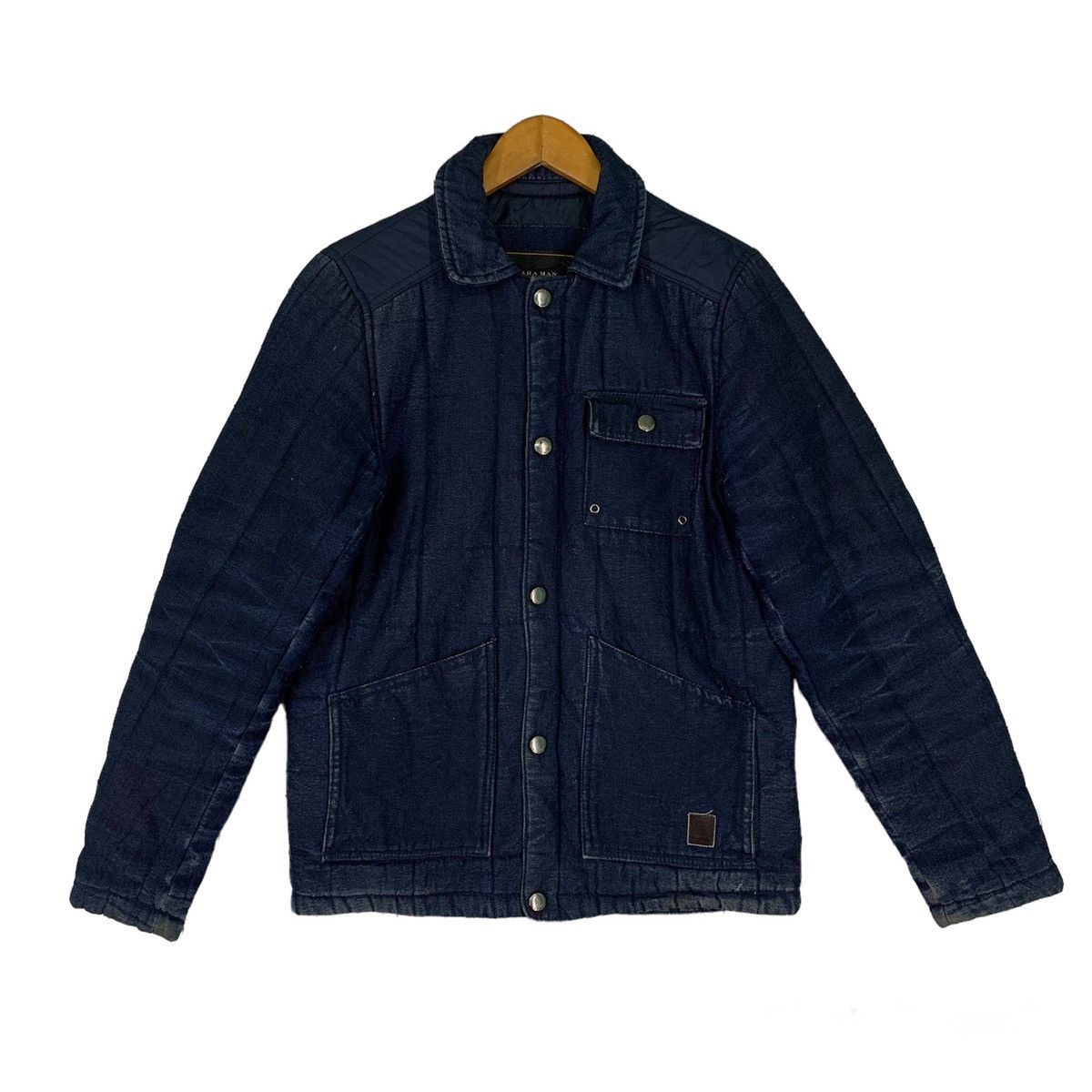Zara Man Puffer Jacket Denim Style